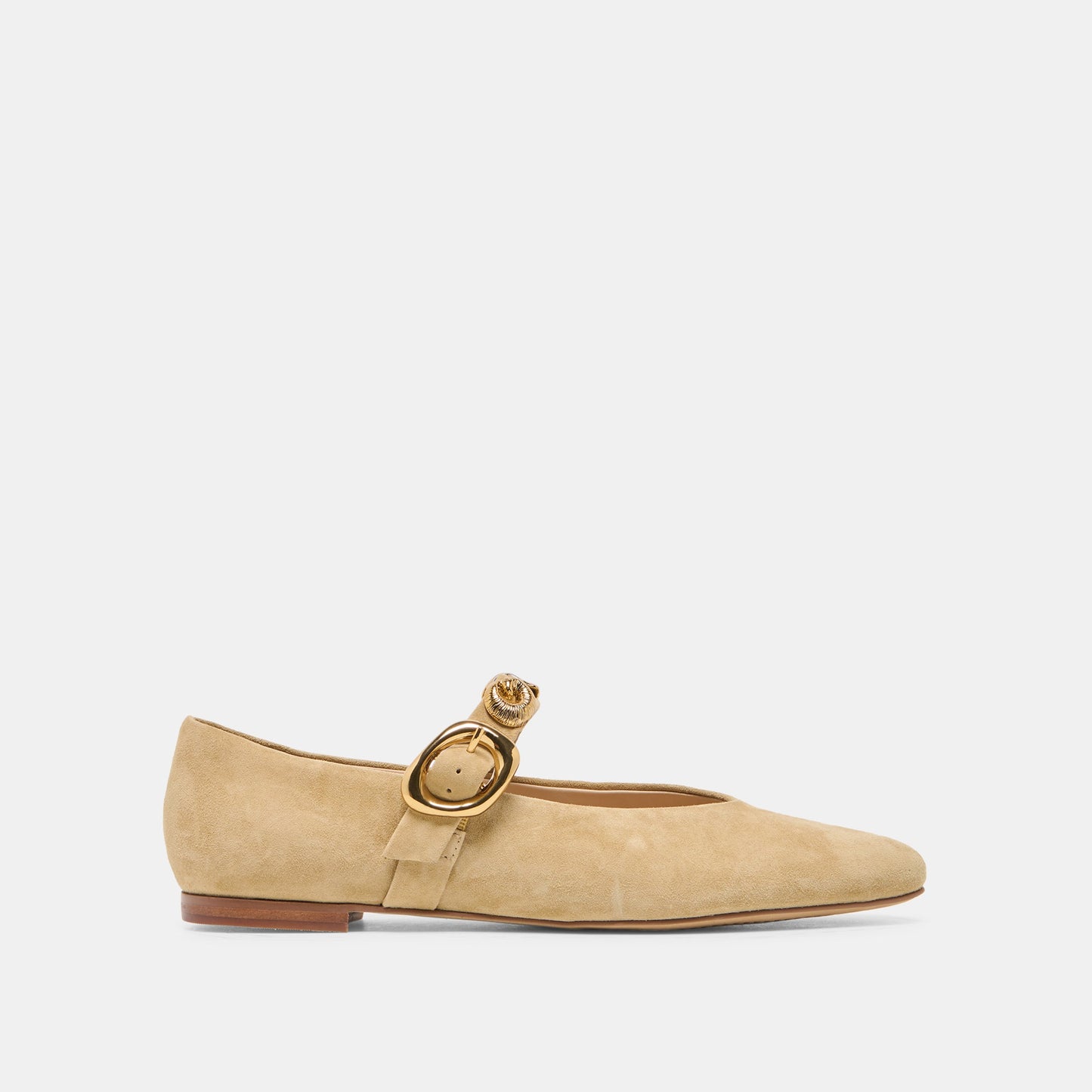 Dolce Vita LOREE Desert Taupe Suede Mary-Jane Metal Detail Ballet Flats