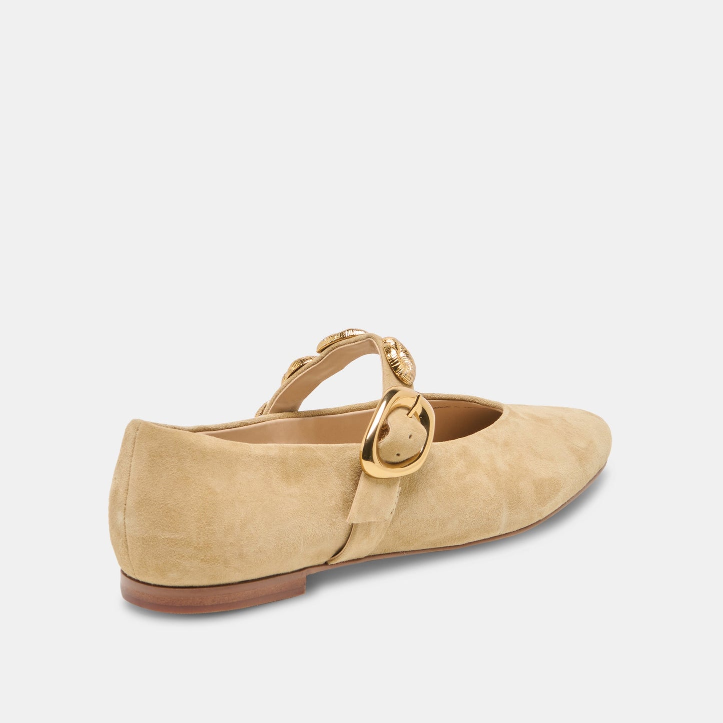 Dolce Vita LOREE Desert Taupe Suede Mary-Jane Metal Detail Ballet Flats