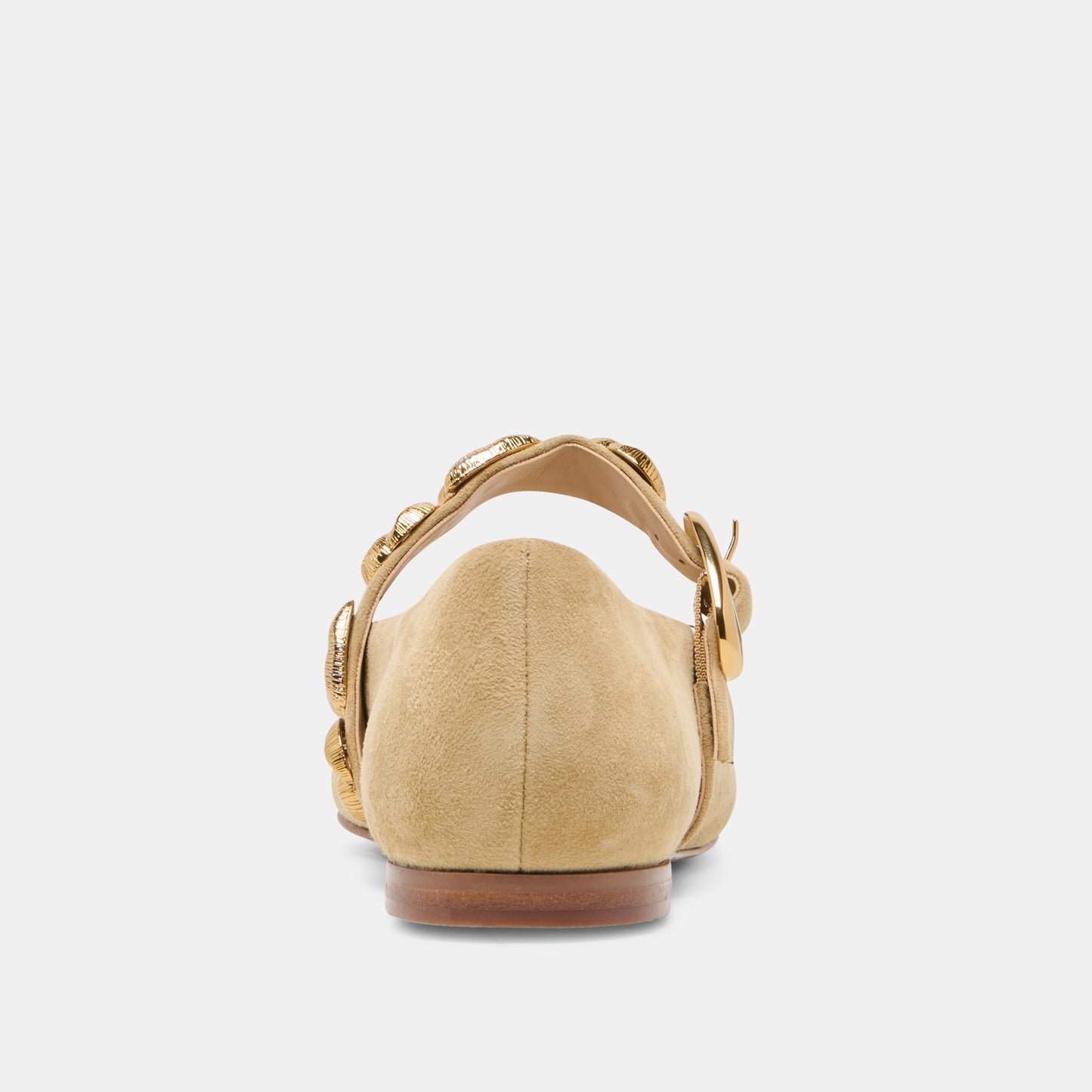 Dolce Vita LOREE Desert Taupe Suede Mary-Jane Metal Detail Ballet Flats