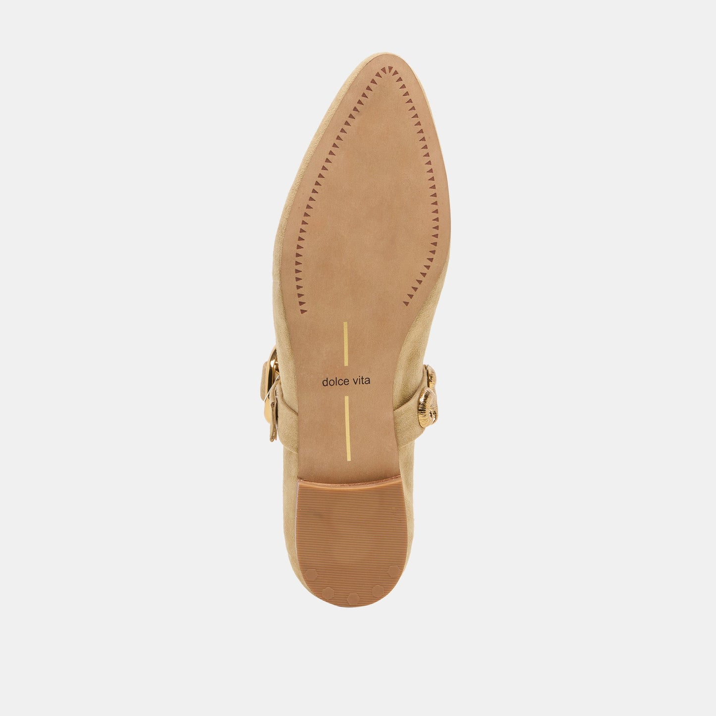 Dolce Vita LOREE Desert Taupe Suede Mary-Jane Metal Detail Ballet Flats