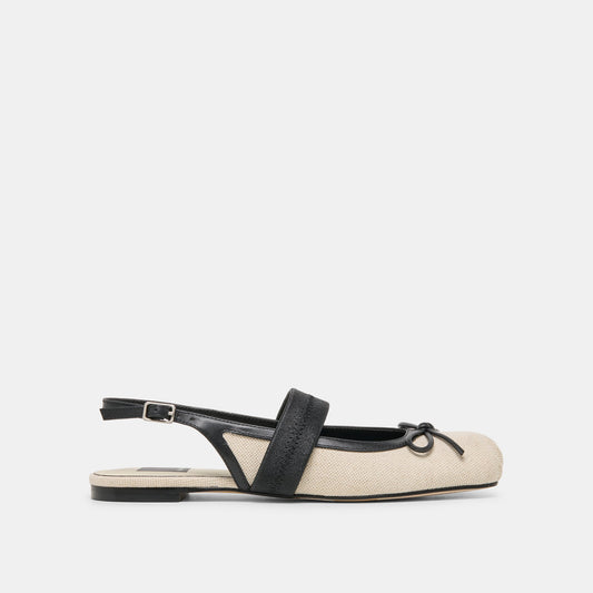 Dolce Vita Grifan Natural Black Linen Flats