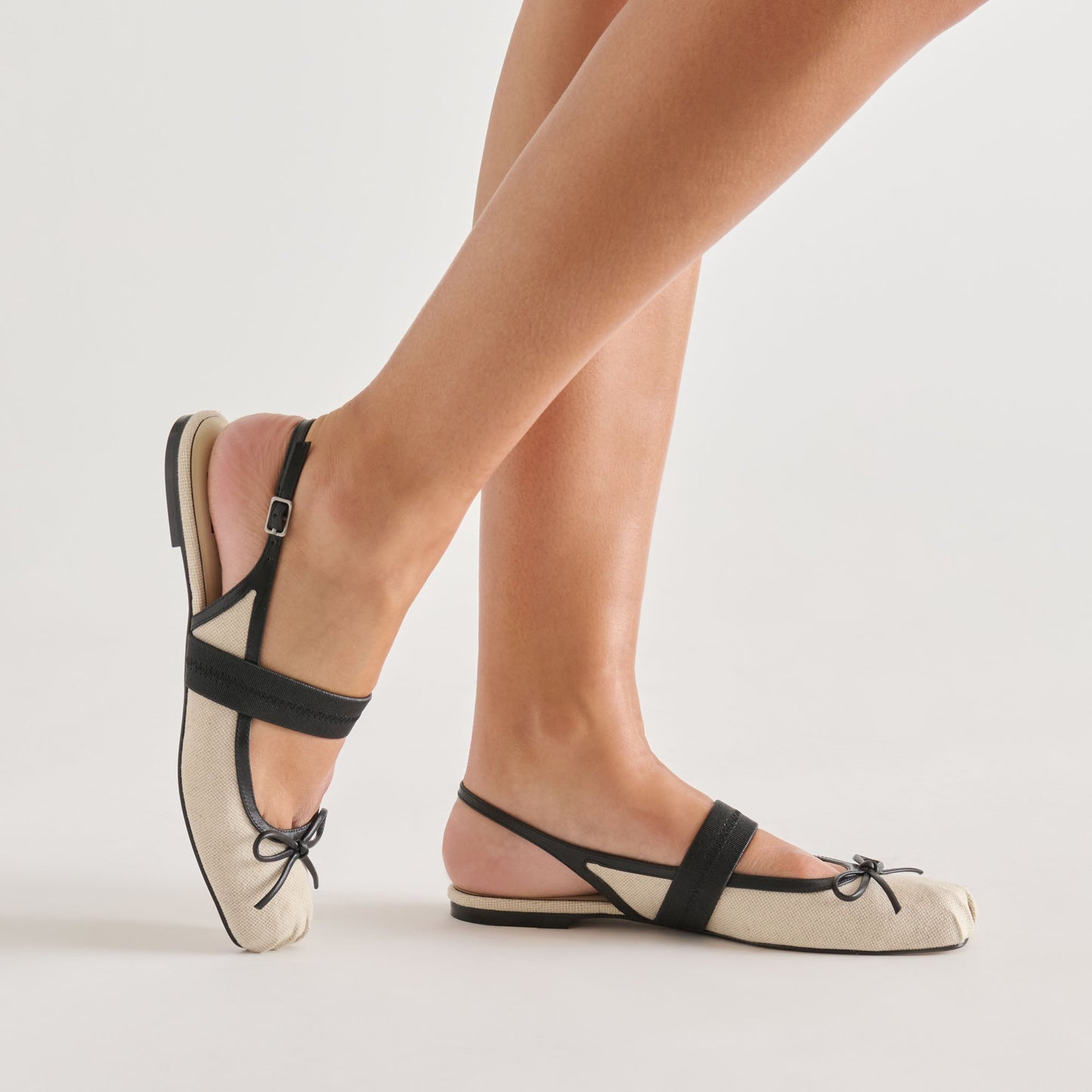 Dolce Vita Grifan Natural Black Linen Flats