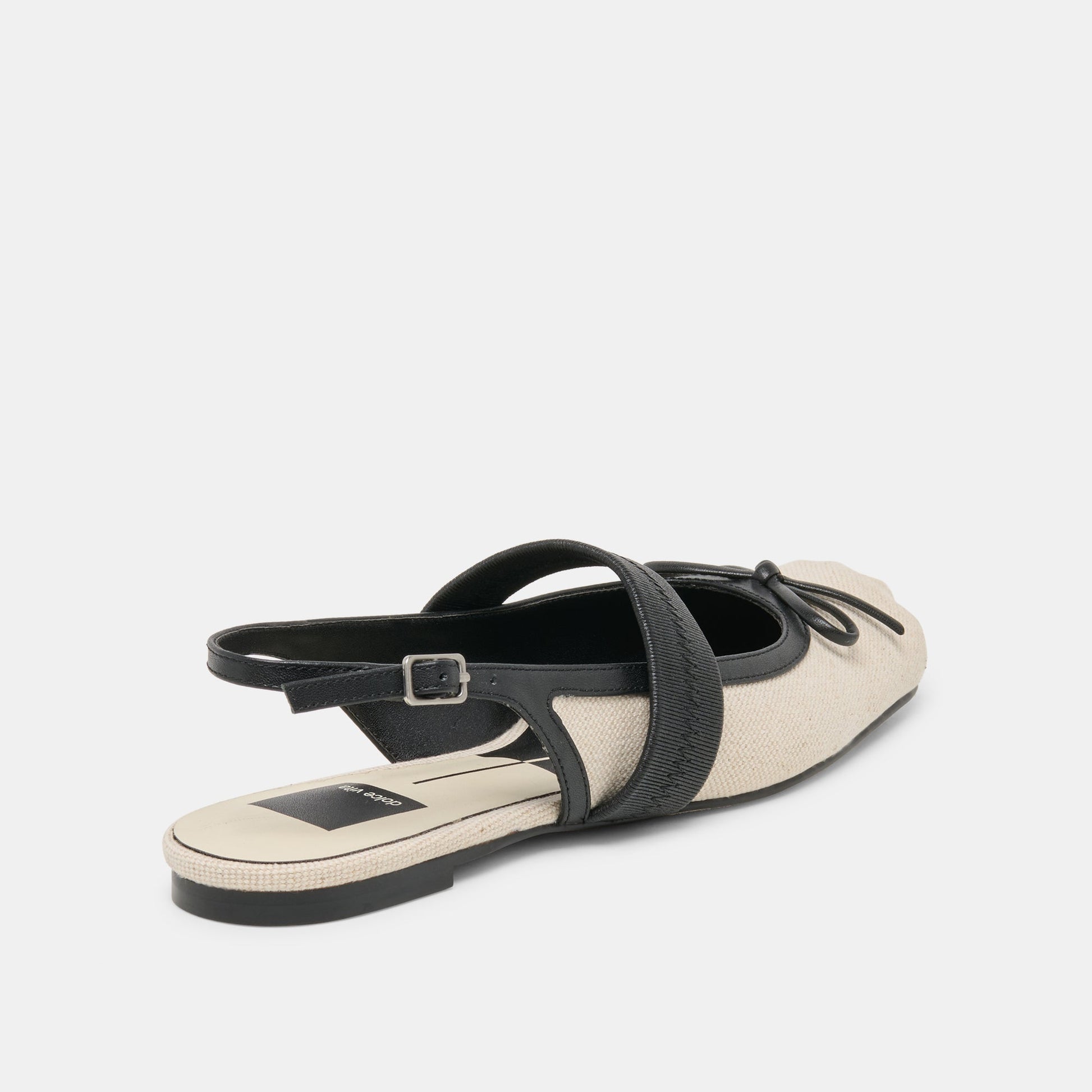 Dolce Vita Grifan Natural Black Linen Flats
