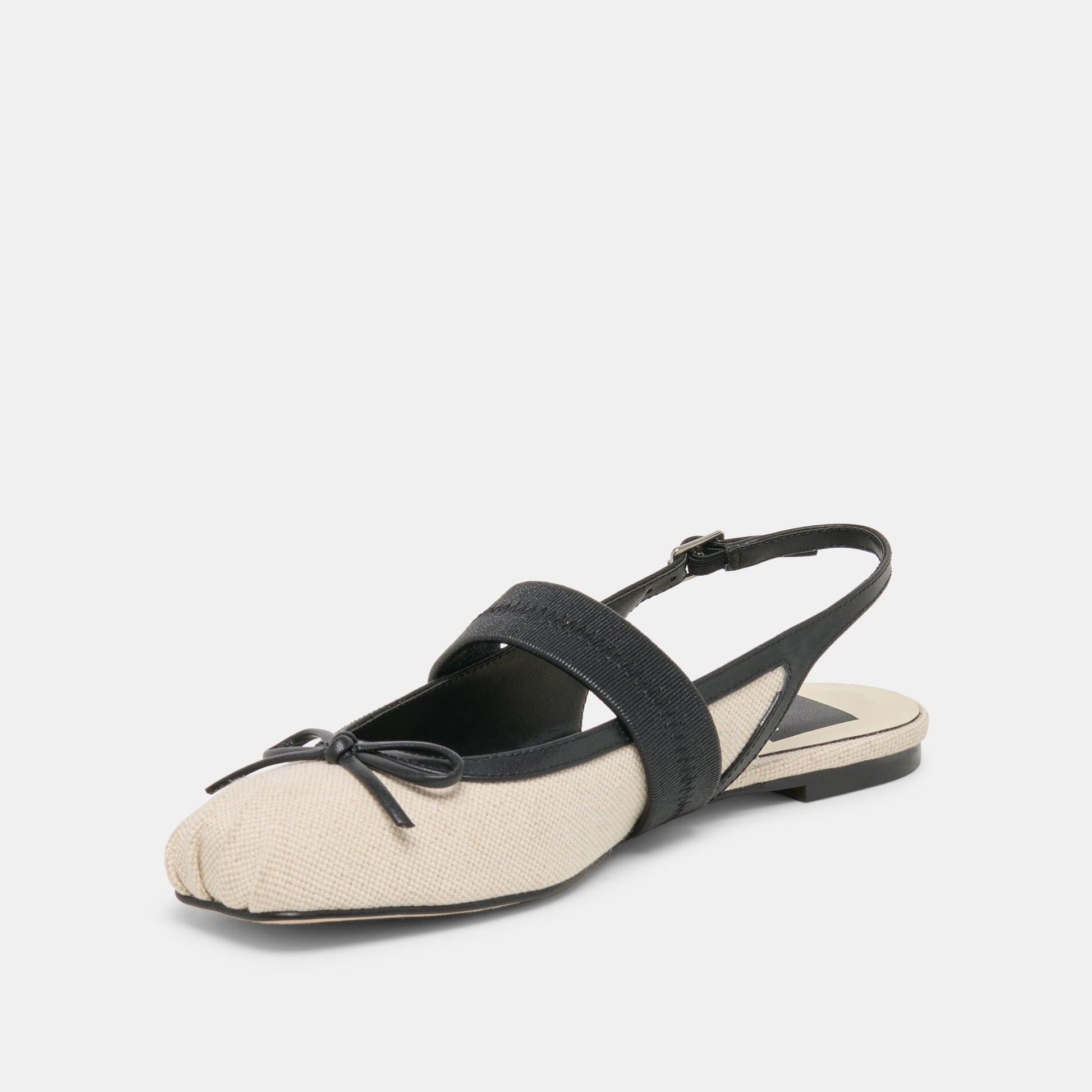 Dolce Vita Grifan Natural Black Linen Flats