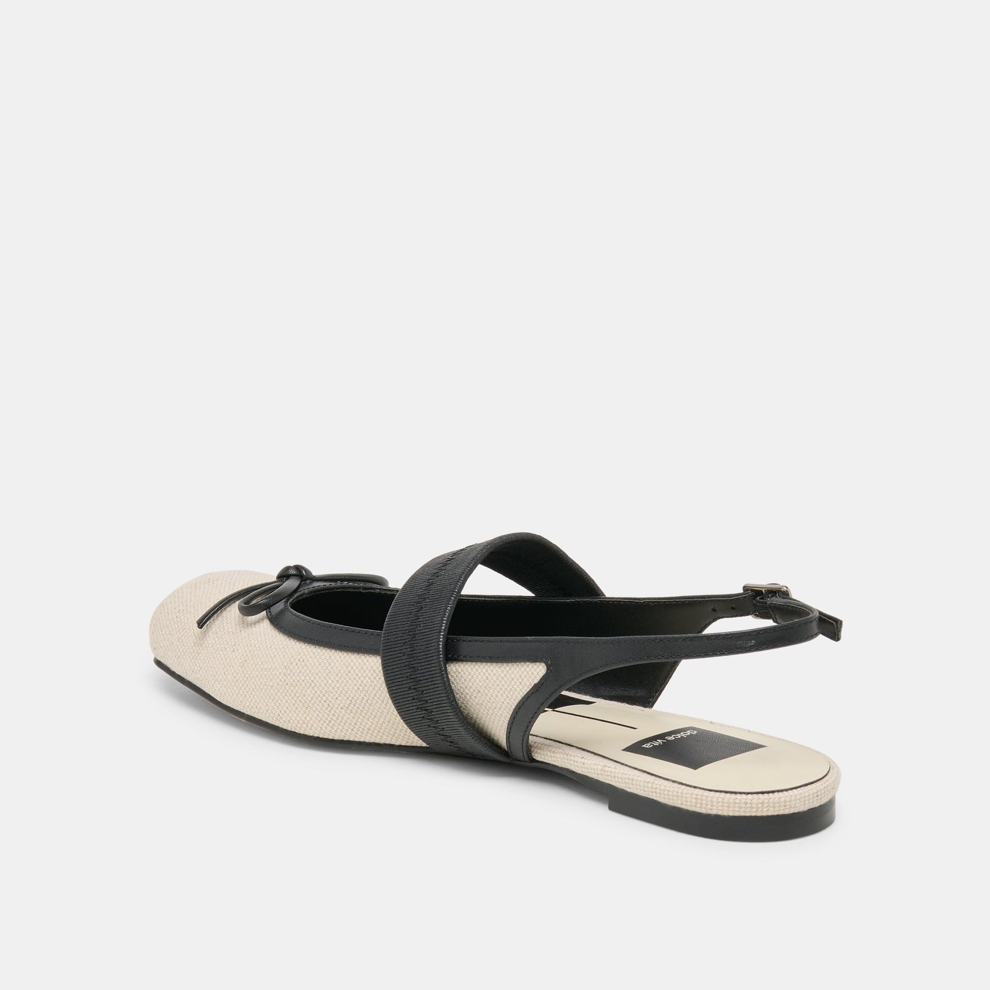 Dolce Vita Grifan Natural Black Linen Flats