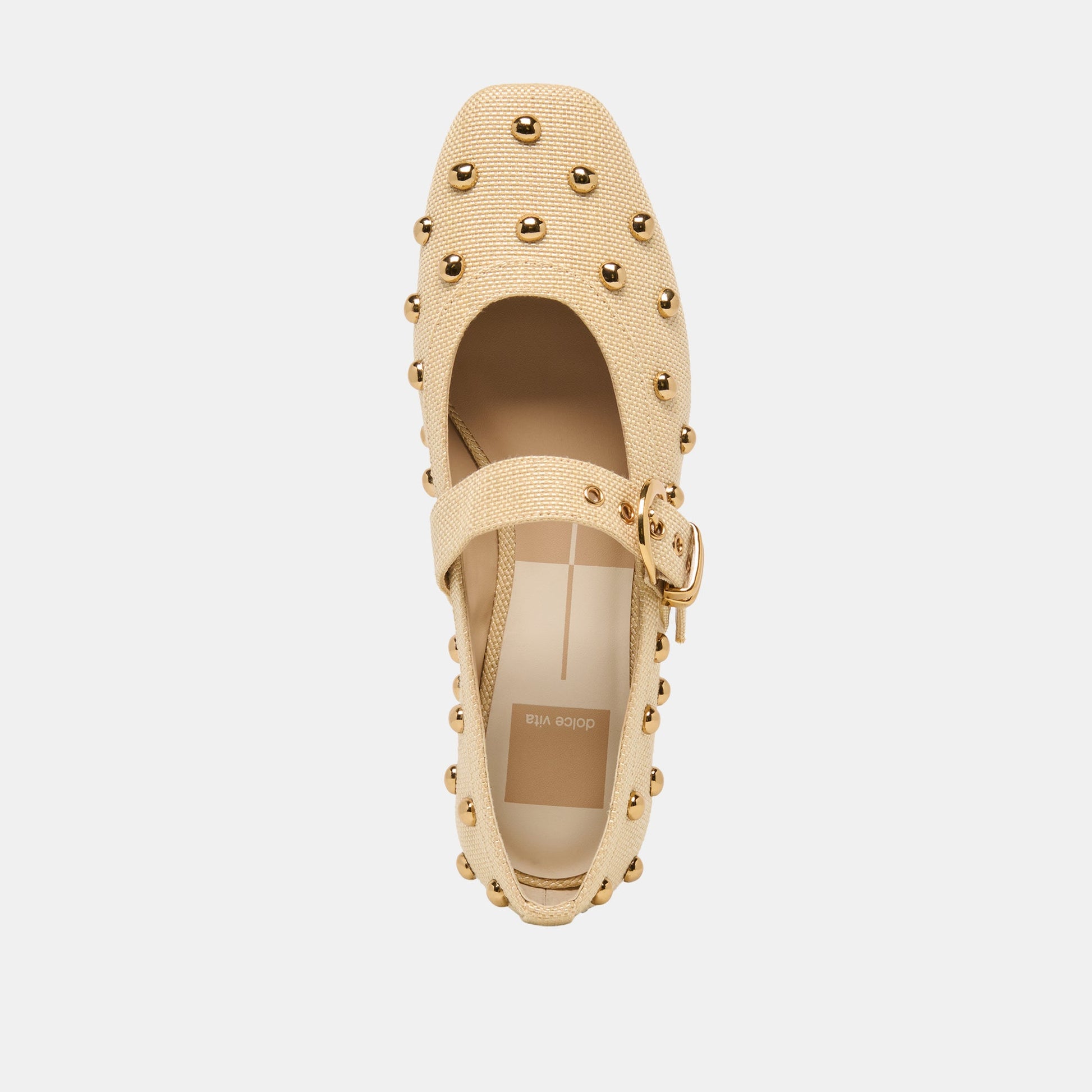 Dolce Vita Mikel Stud Lt Natural Raffia Ballet Flats