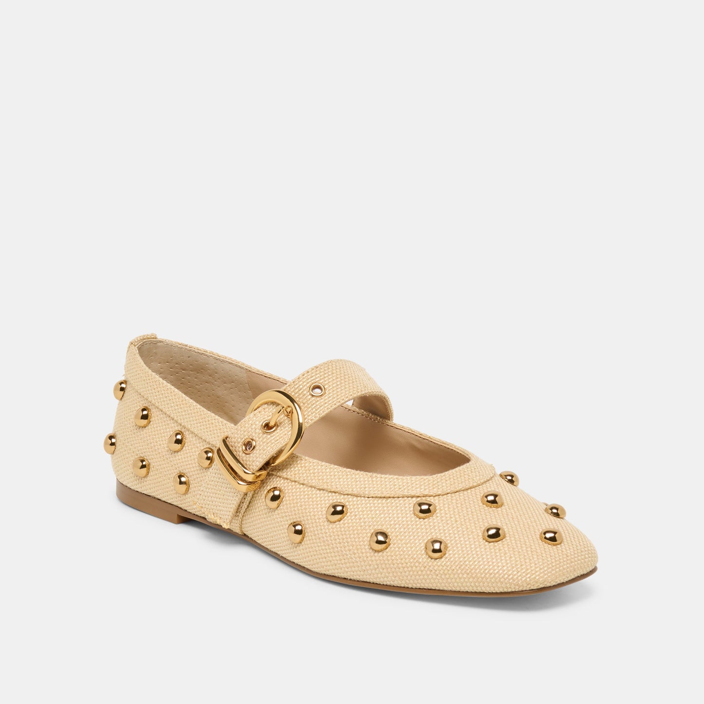 Dolce Vita Mikel Stud Lt Natural Raffia Ballet Flats