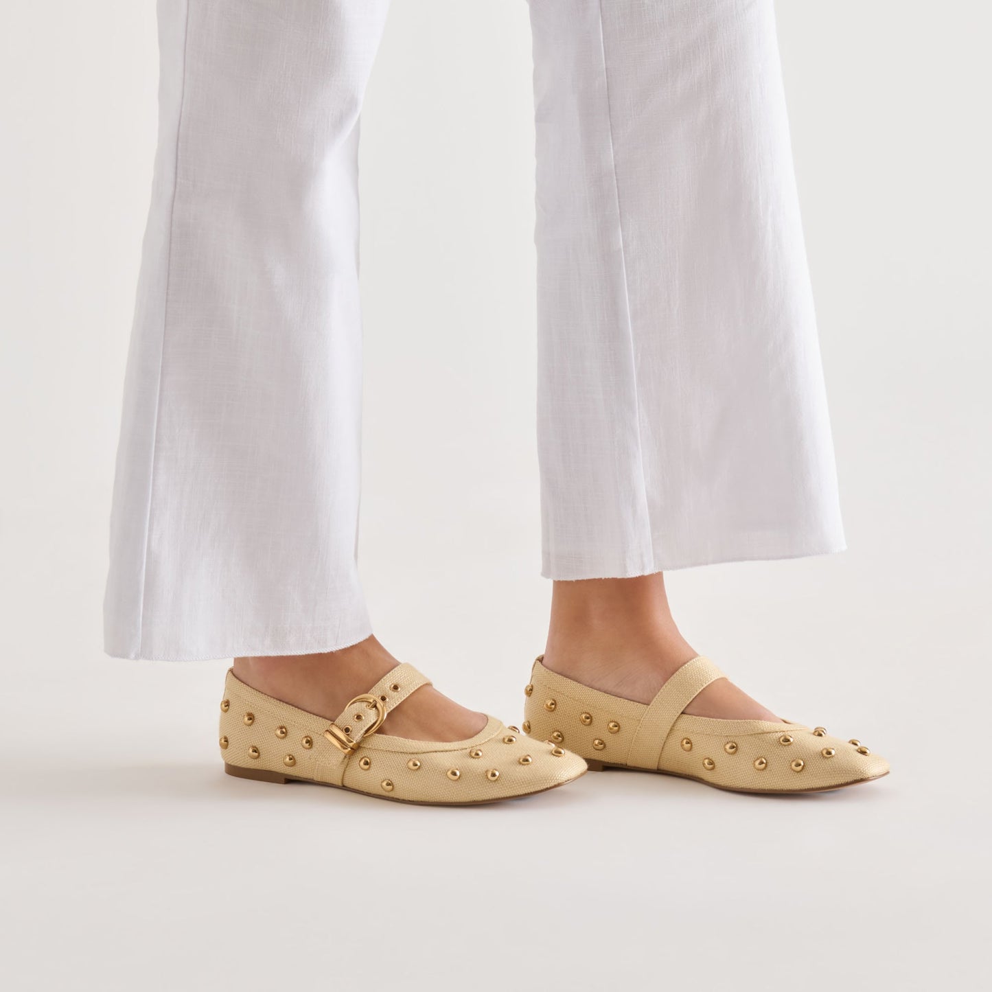 Dolce Vita Mikel Stud Lt Natural Raffia Ballet Flats