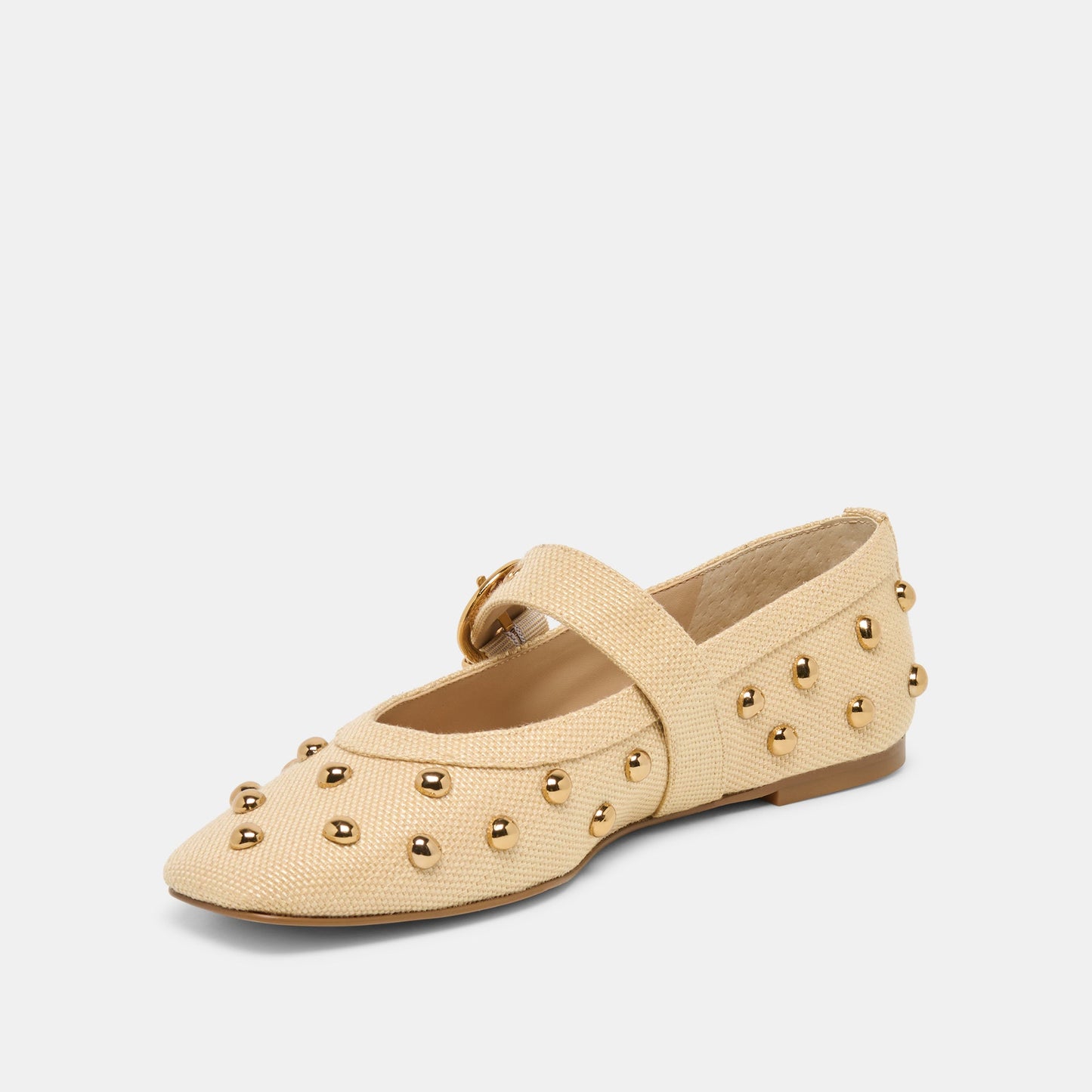 Dolce Vita Mikel Stud Lt Natural Raffia Ballet Flats