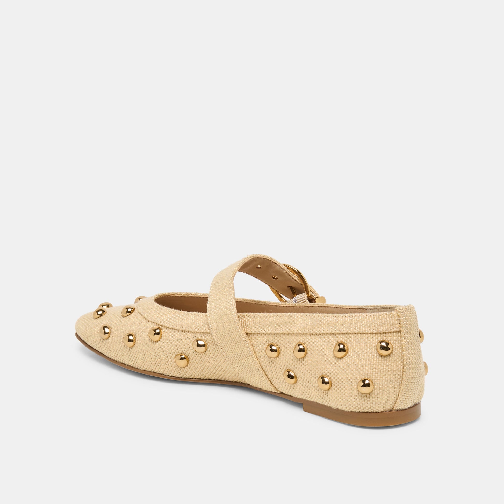 Dolce Vita Mikel Stud Lt Natural Raffia Ballet Flats
