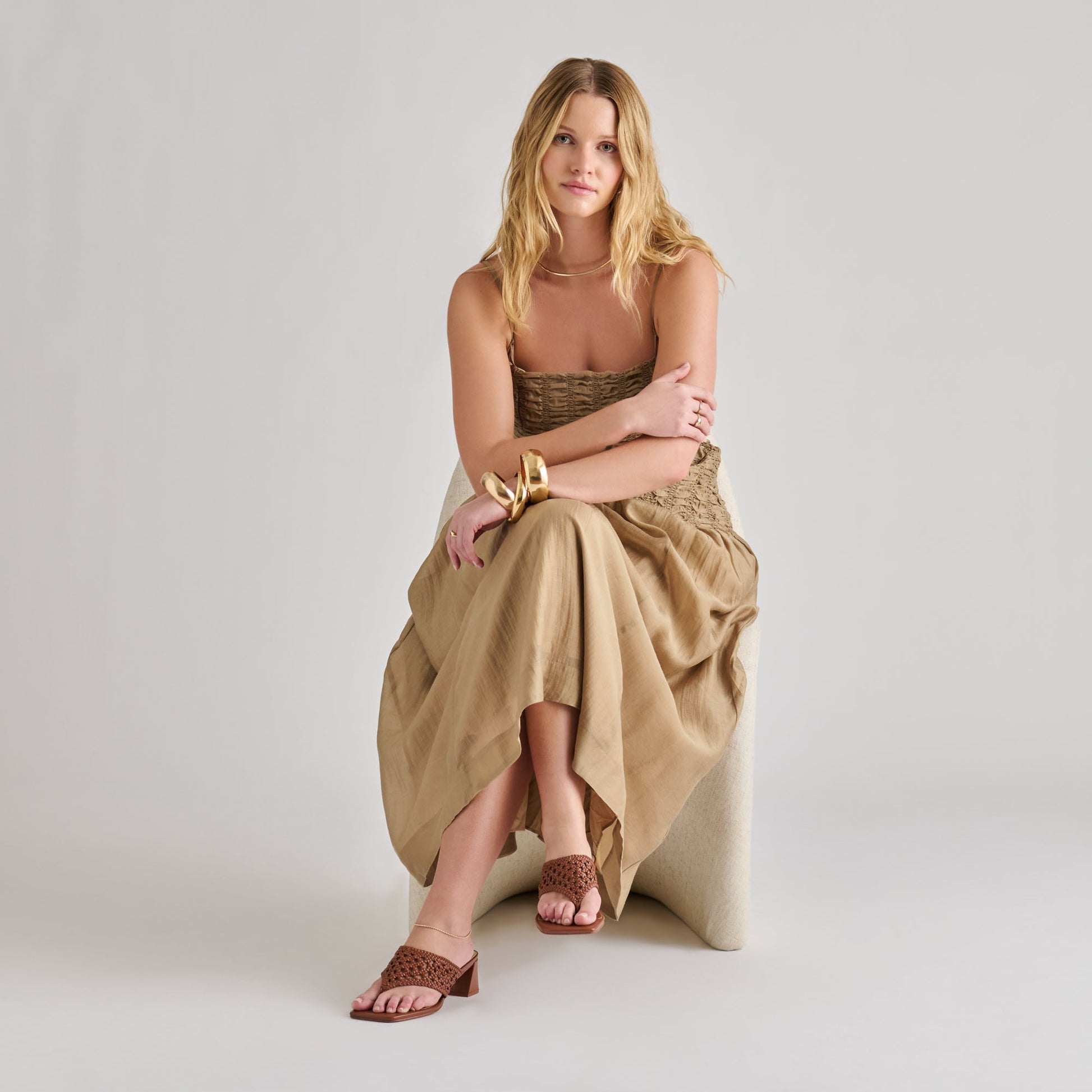 Dolce Vita Barlo Cognac Woven Stella Heels