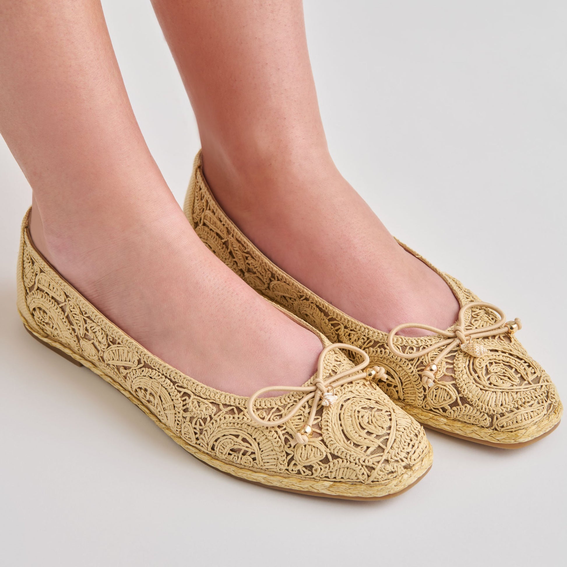 Dolce Vita Tianna Lt Natural Raffia Lace Ballet Flats