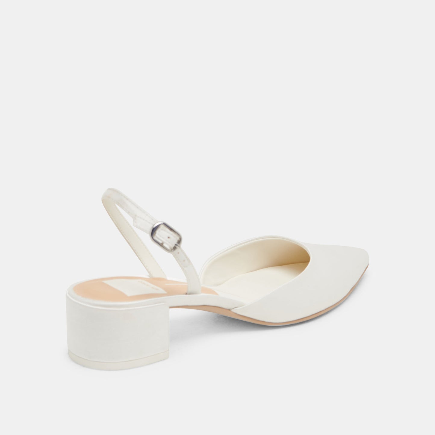 Dolce Vita Carel Wide True White Satin Heels