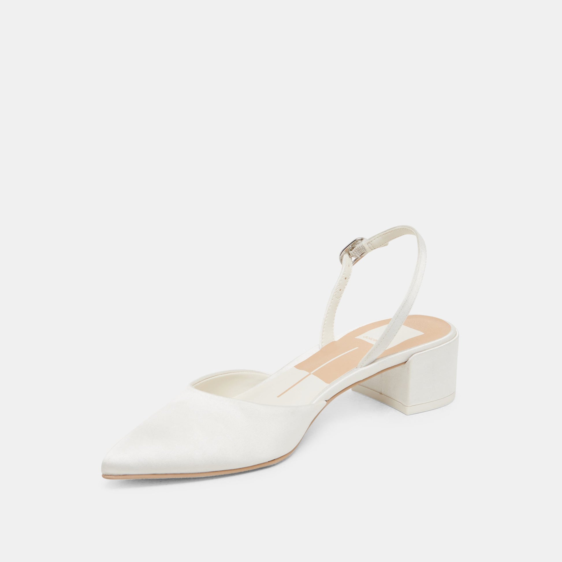 Dolce Vita Carel Wide True White Satin Heels