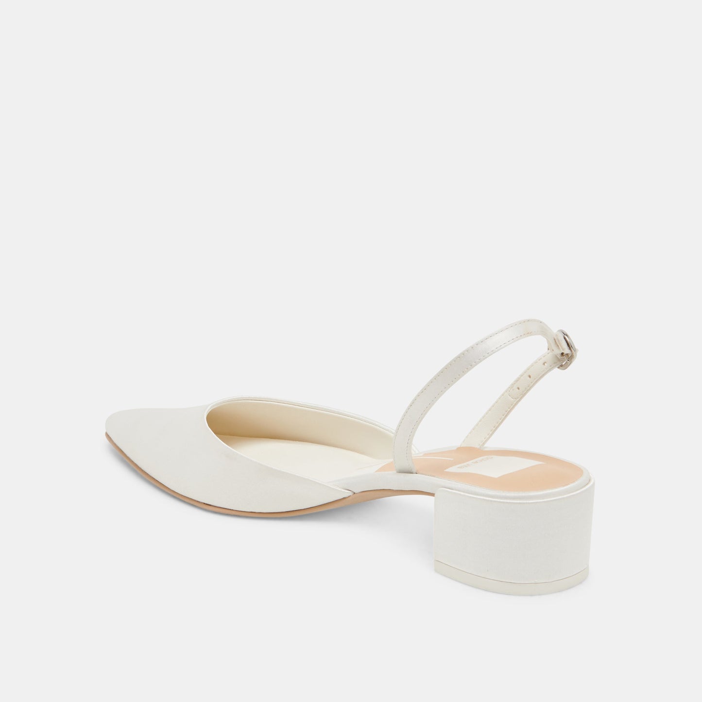 Dolce Vita Carel Wide True White Satin Heels