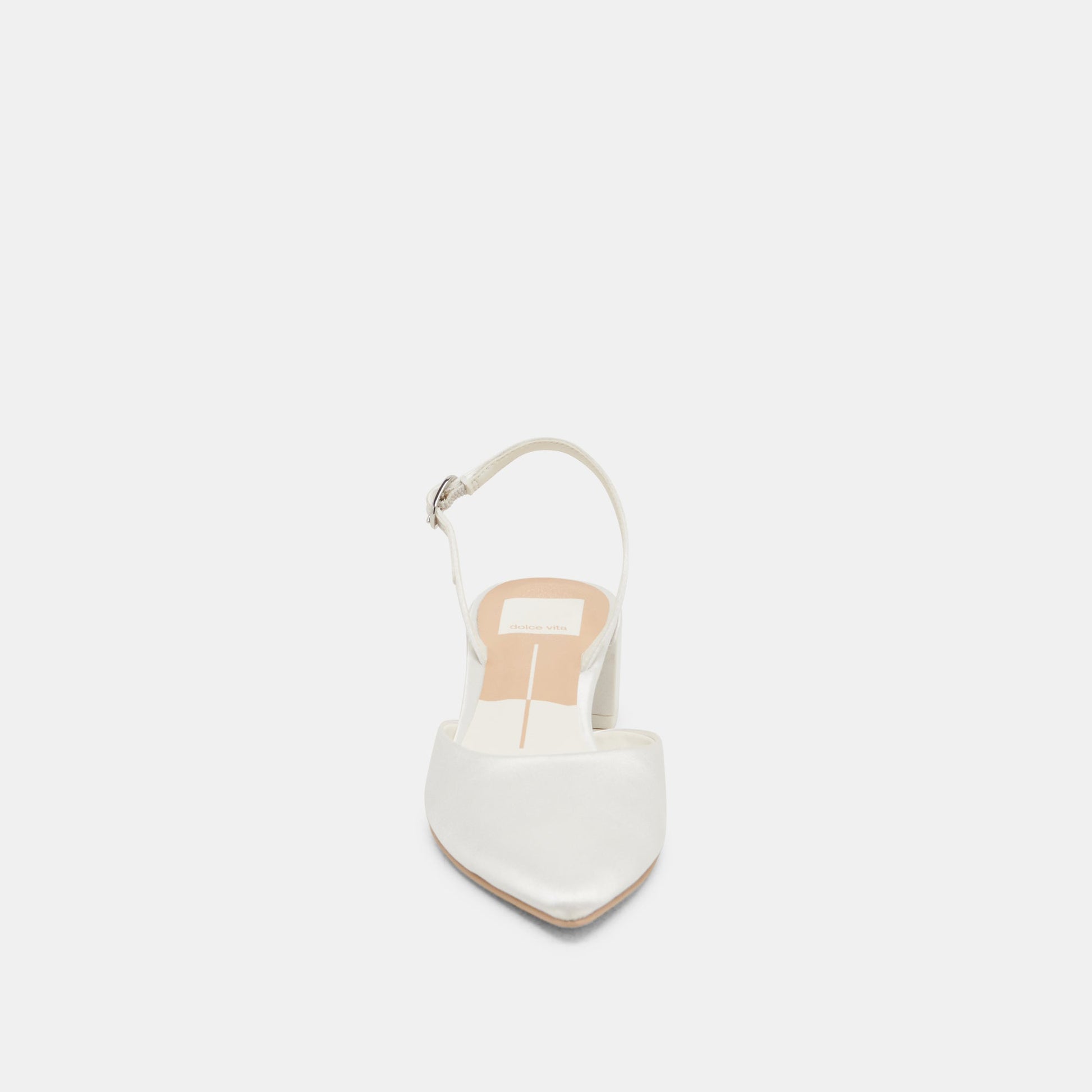 Dolce Vita Carel Wide True White Satin Heels