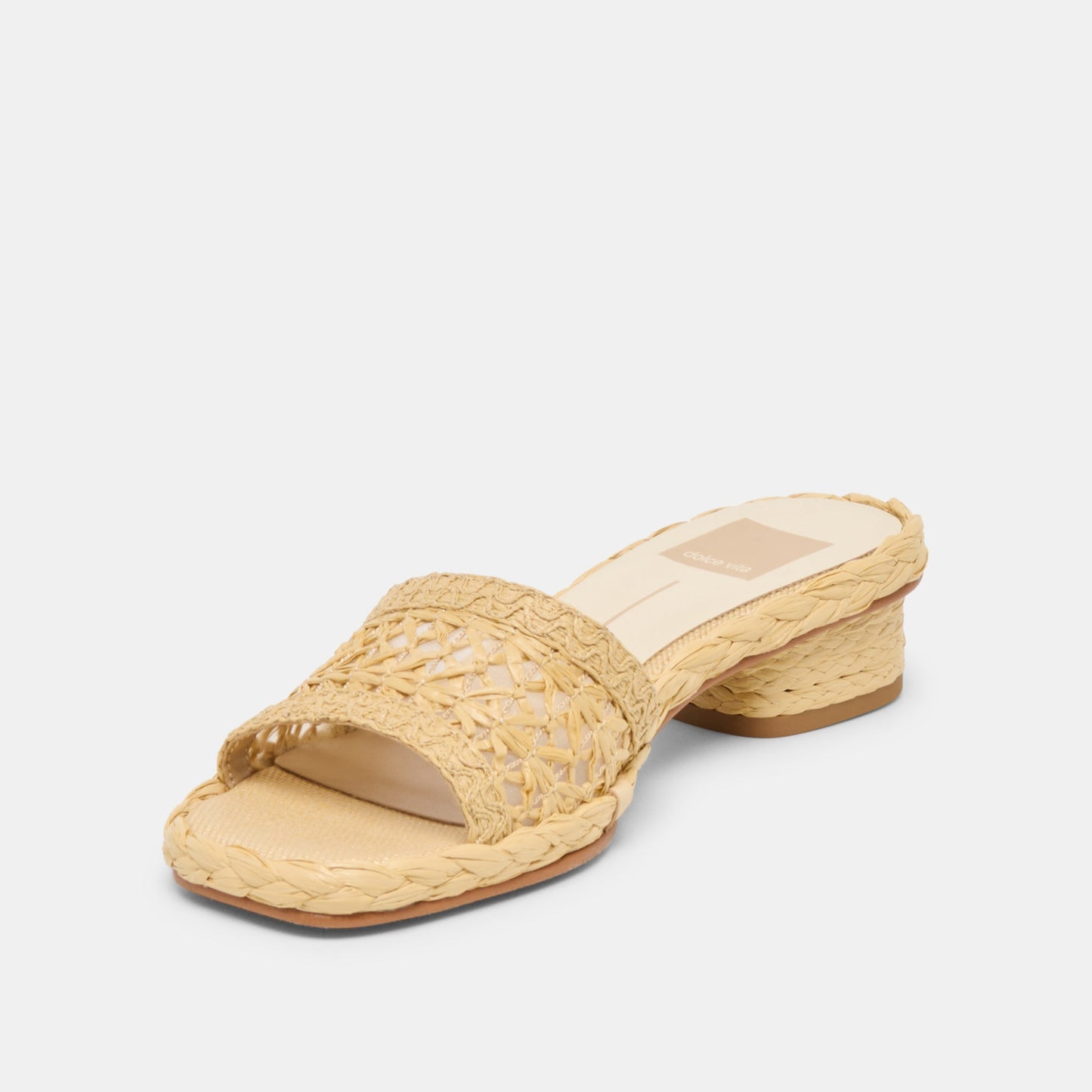 Dolce Vita Dixi Wide Lt Natural Cross Hatch Raffia Sandals