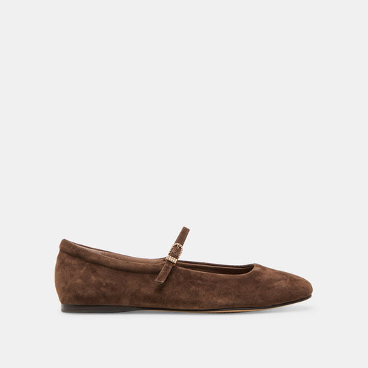 Dolce Vita Reyes Wide Dk Brown Suede Ballet Flats