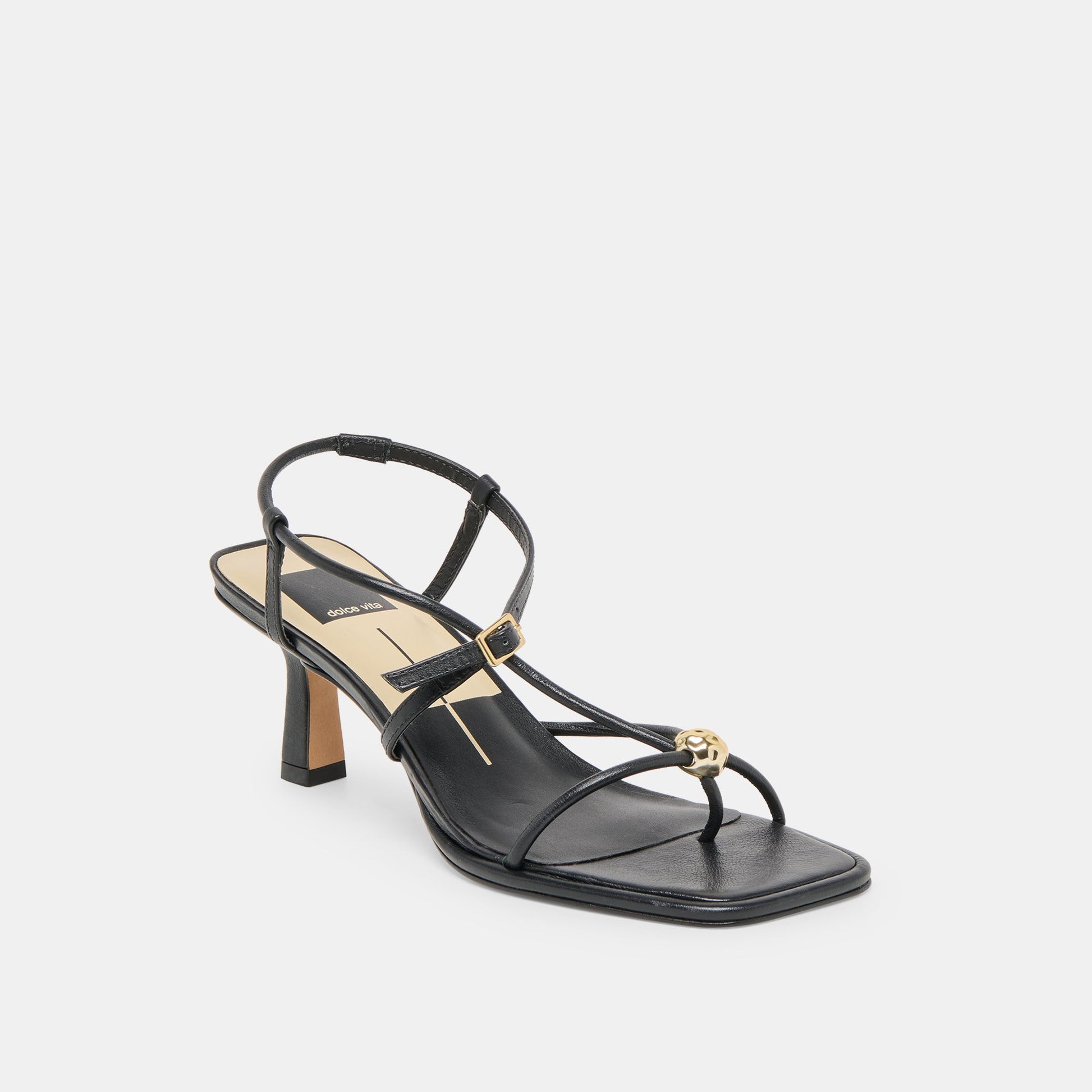 Dolce Vita Manji Wide Black Leather Heels