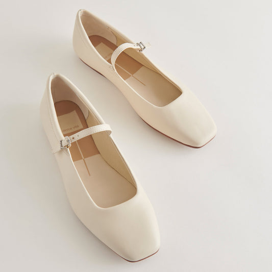 Dolce Vita Reyes Wide Ballet Flats Ivory Leather | Ivory Ballet Flats
 – Dolce Vita