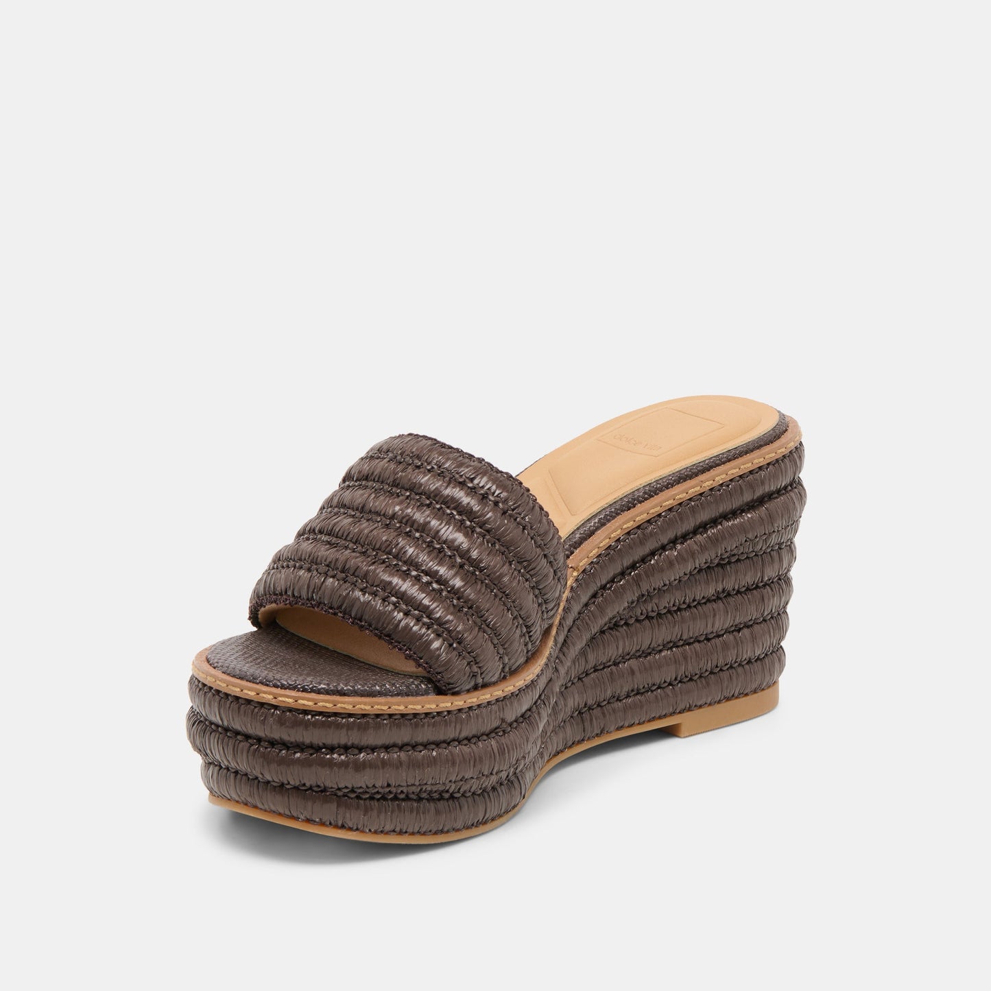 Dolce Vita Throne Wide Chocolate Raffia Wedges
