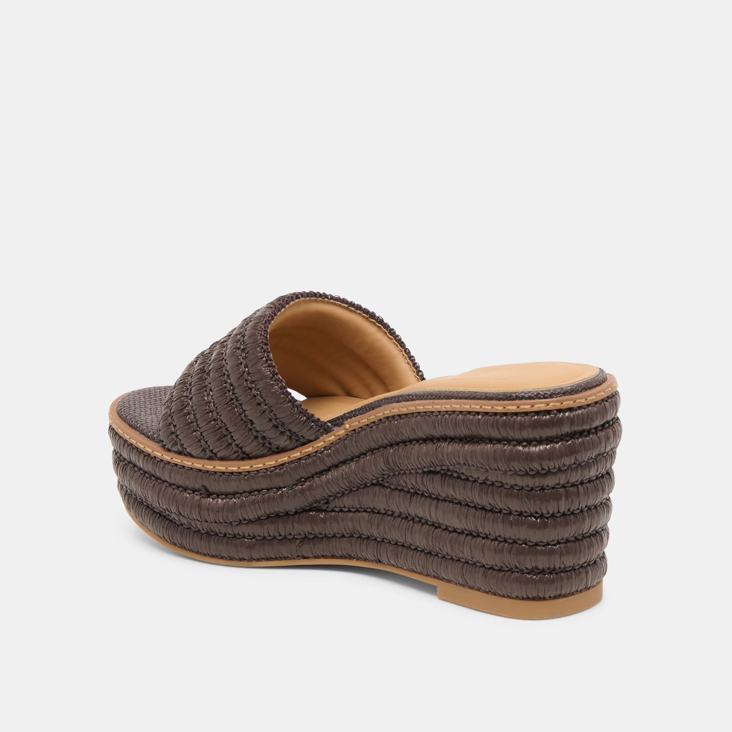 Dolce Vita Throne Wide Chocolate Raffia Wedges
