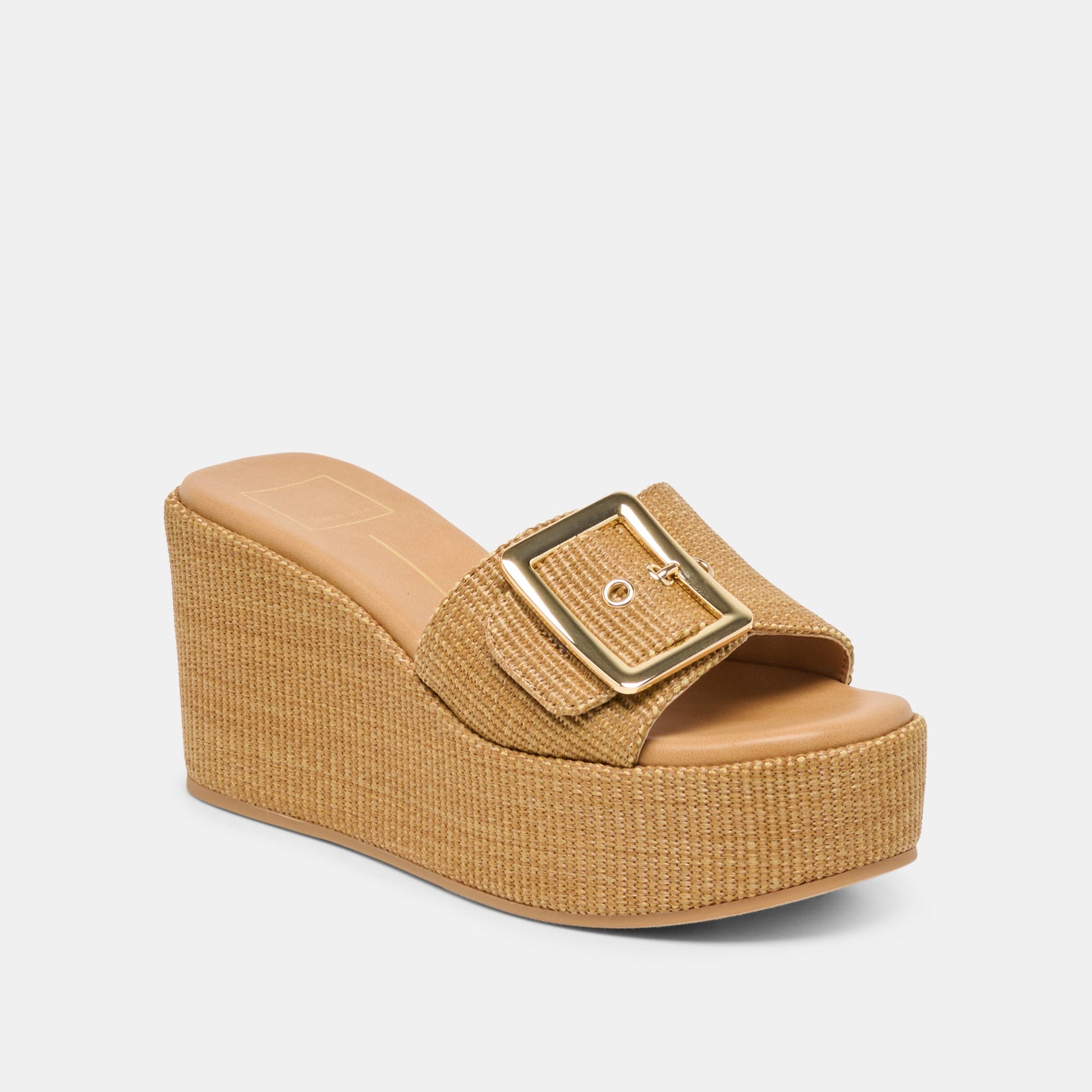 Dolce Vita Jilian Wide Mocha Raffia Wedges