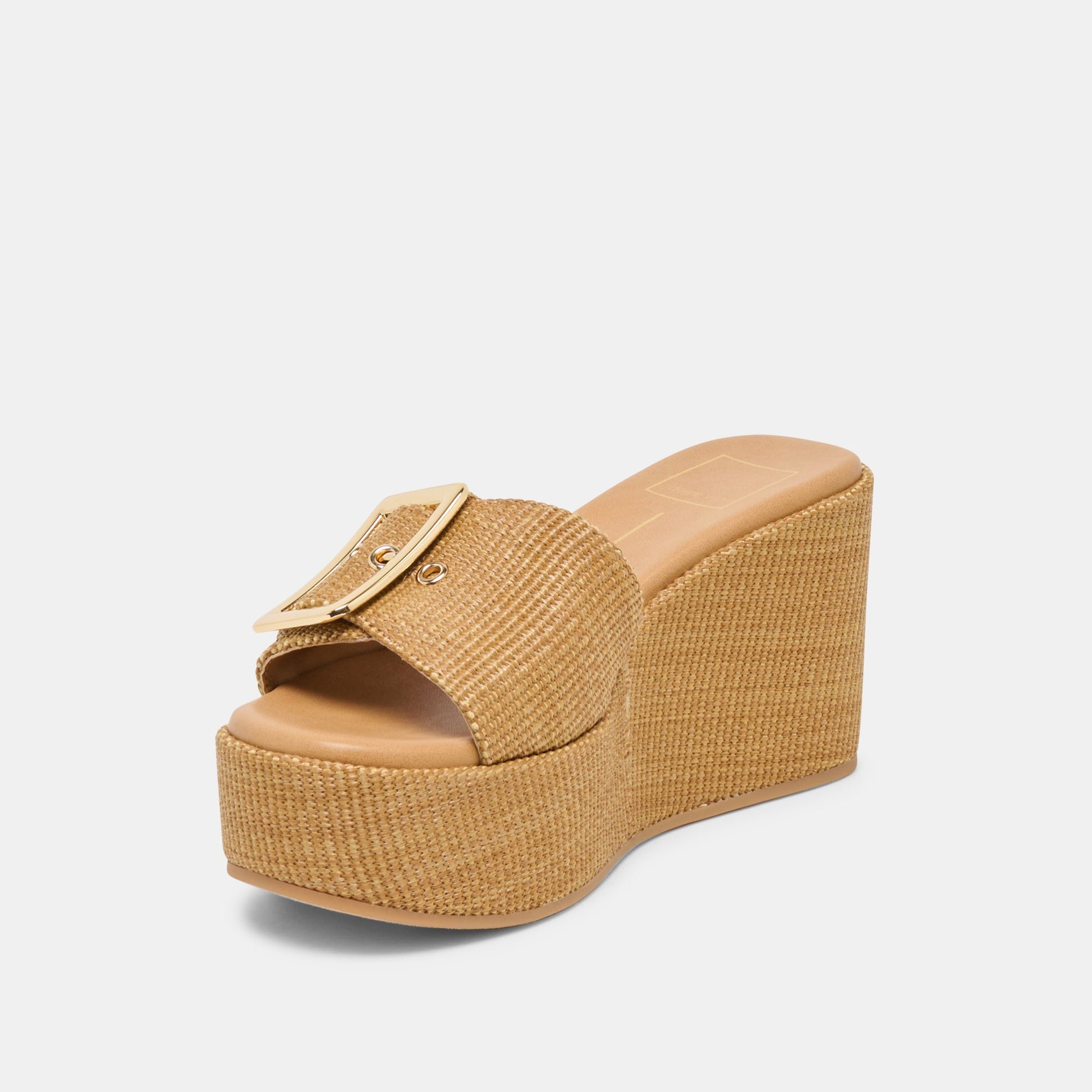 Dolce Vita Jilian Wide Mocha Raffia Wedges