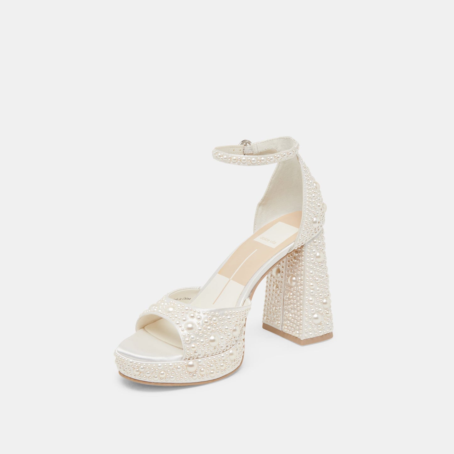 Dolce Vita PANDRO PEARL WIDE HEELS TRUE WHITE SATIN
 – Dolce Vita