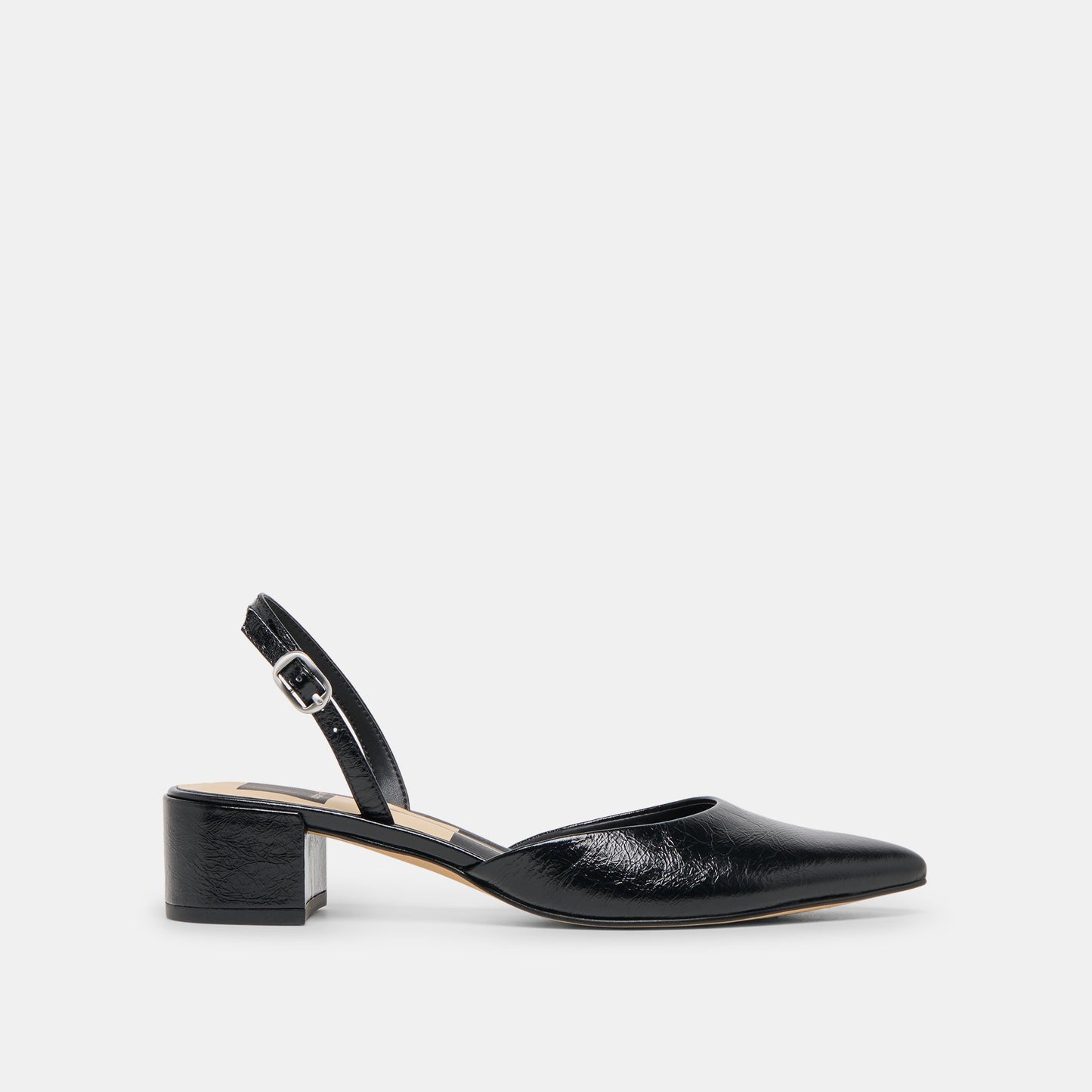 Dolce Vita Carel Wide Midnight Crinkle Patent Leather Heels