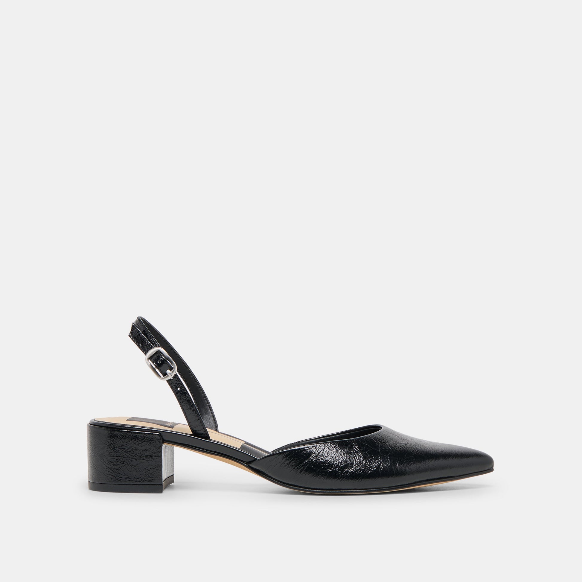 Dolce Vita Carel Wide Midnight Crinkle Patent Leather Heels