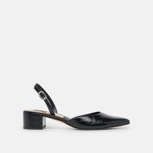 Dolce Vita Carel Wide Midnight Crinkle Patent Leather Heels