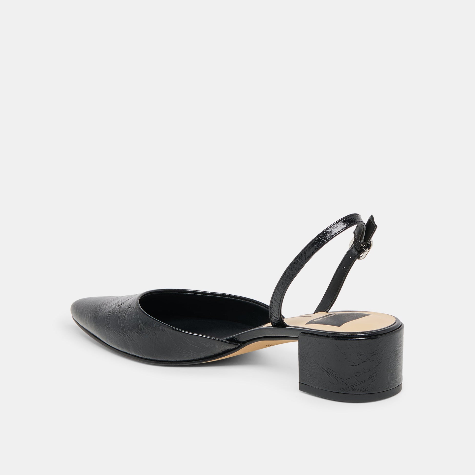 Dolce Vita Carel Wide Midnight Crinkle Patent Leather Heels
