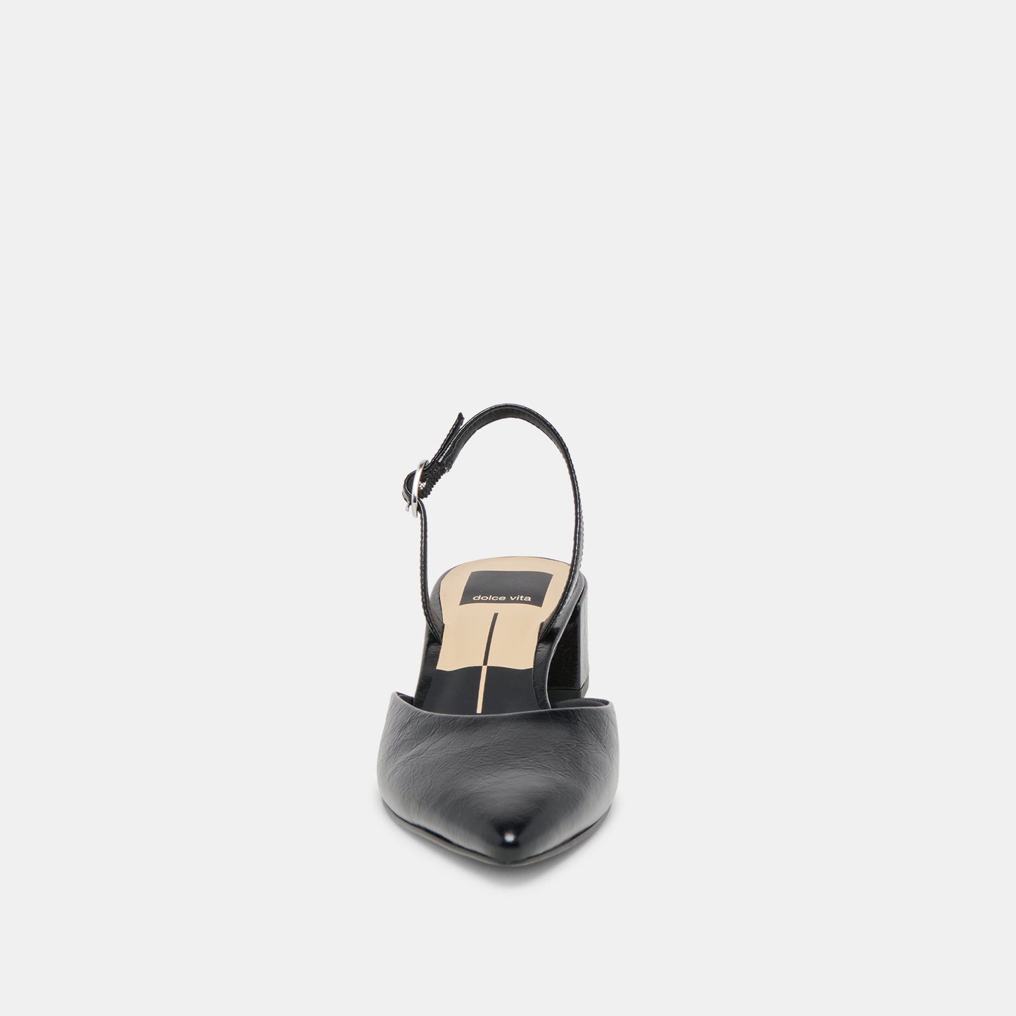 Dolce Vita Carel Wide Midnight Crinkle Patent Leather Heels