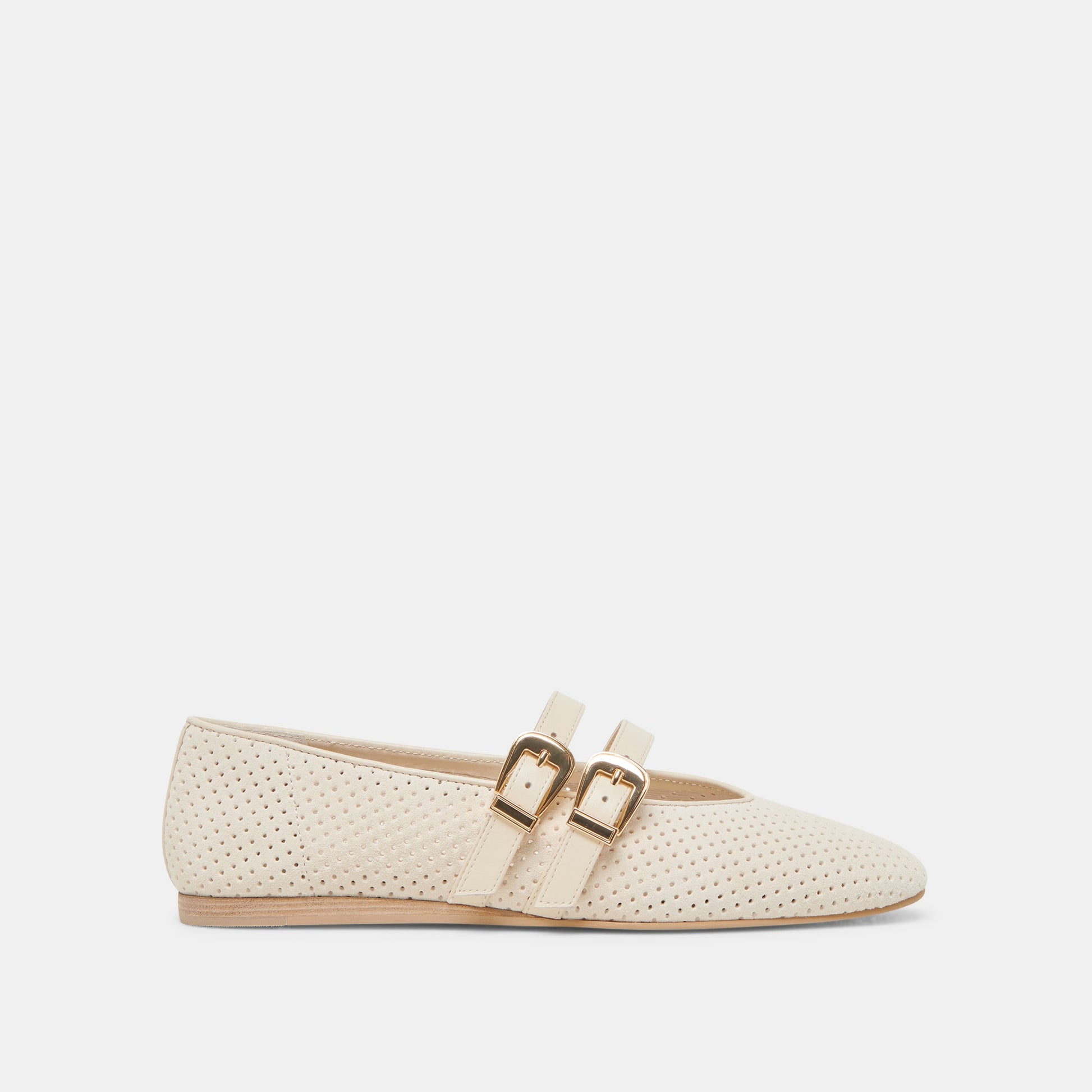 Dolce Vita Baylee Wide Bone Perforated Suede Ballet Flats