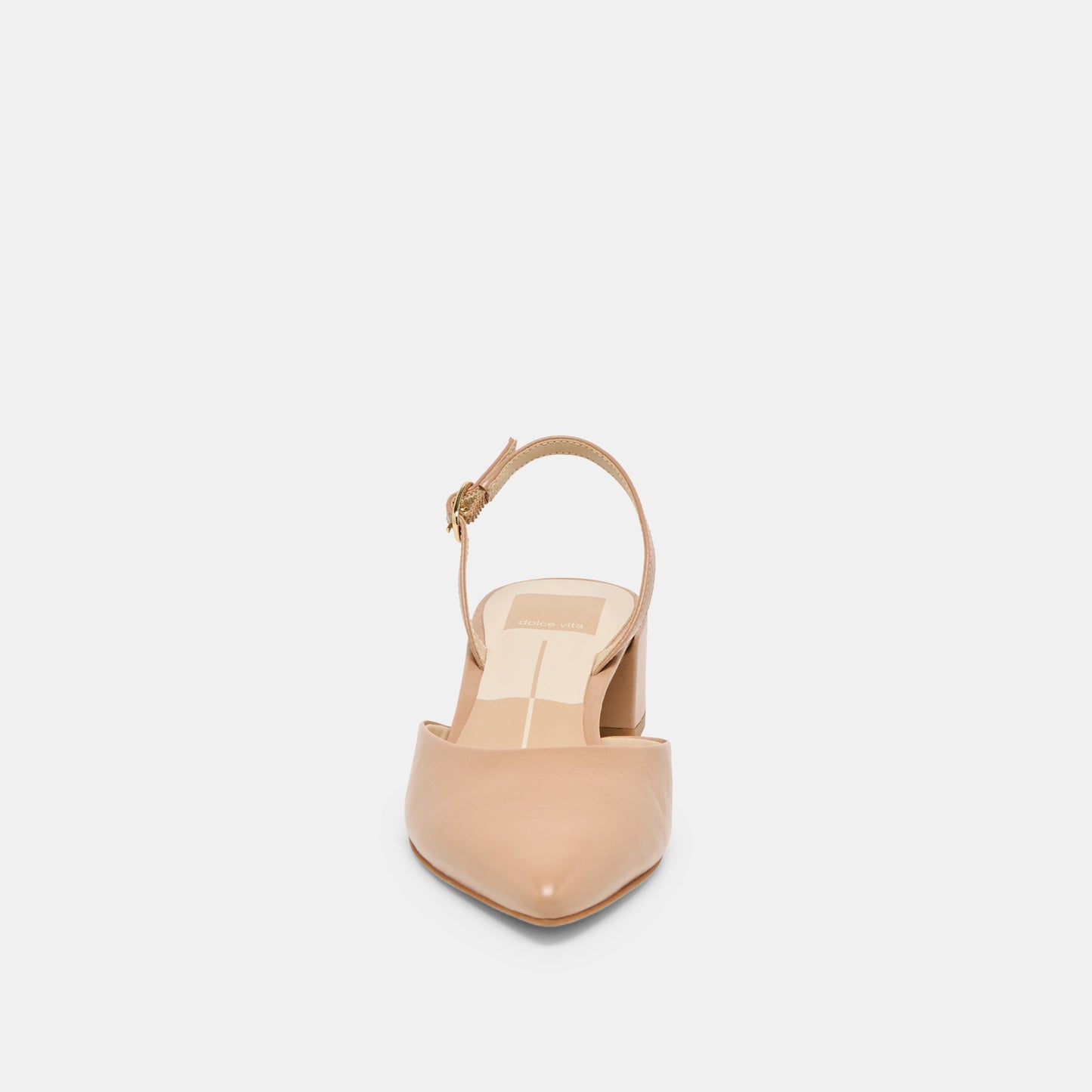 Dolce Vita Carel Wide Lt Tan Crinkle Patent Leather Heels