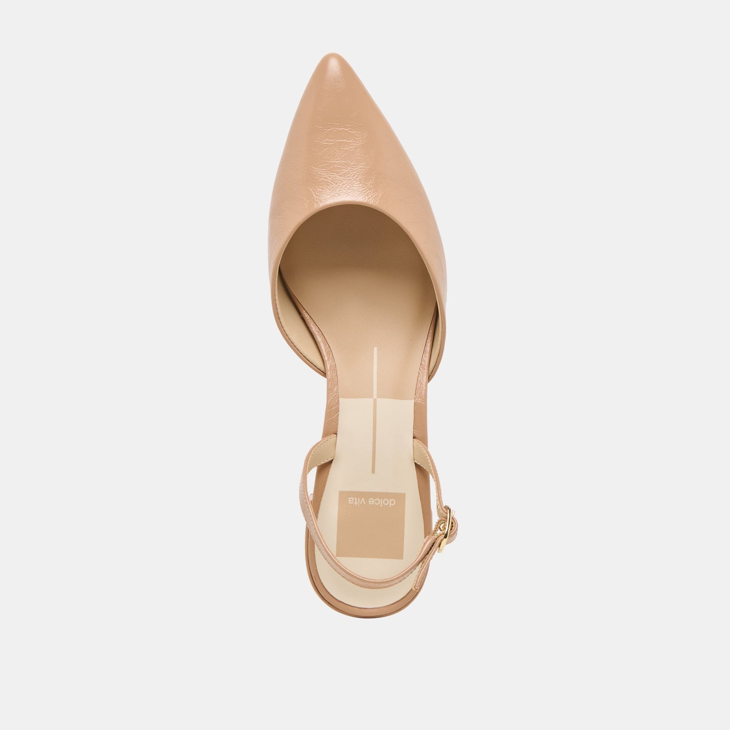 Dolce Vita Carel Wide Lt Tan Crinkle Patent Leather Heels