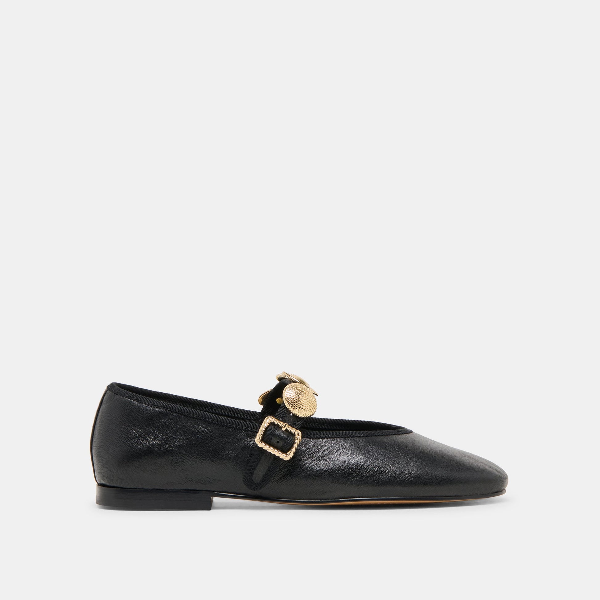 Dolce Vita Relan Wide Black Leather Ballet Flats