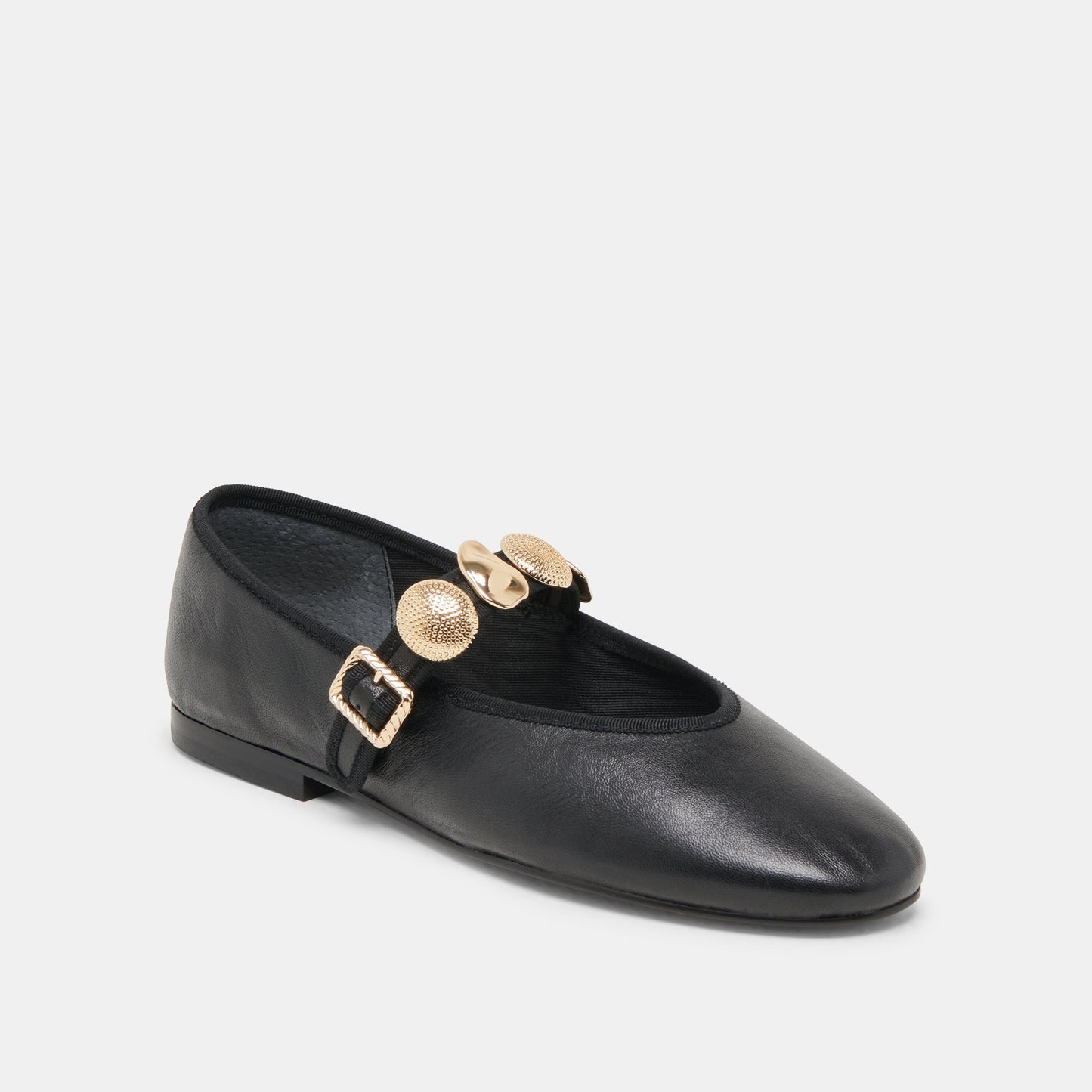 Dolce Vita Relan Wide Black Leather Ballet Flats