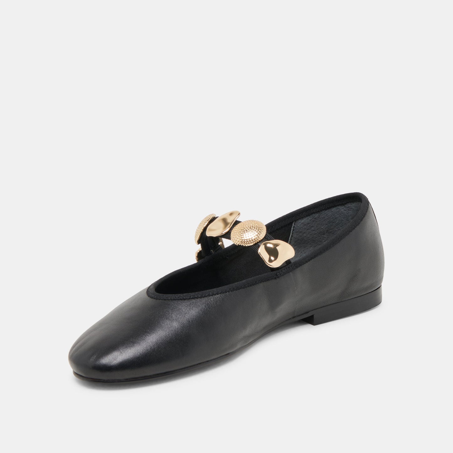 Dolce Vita Relan Wide Black Leather Ballet Flats