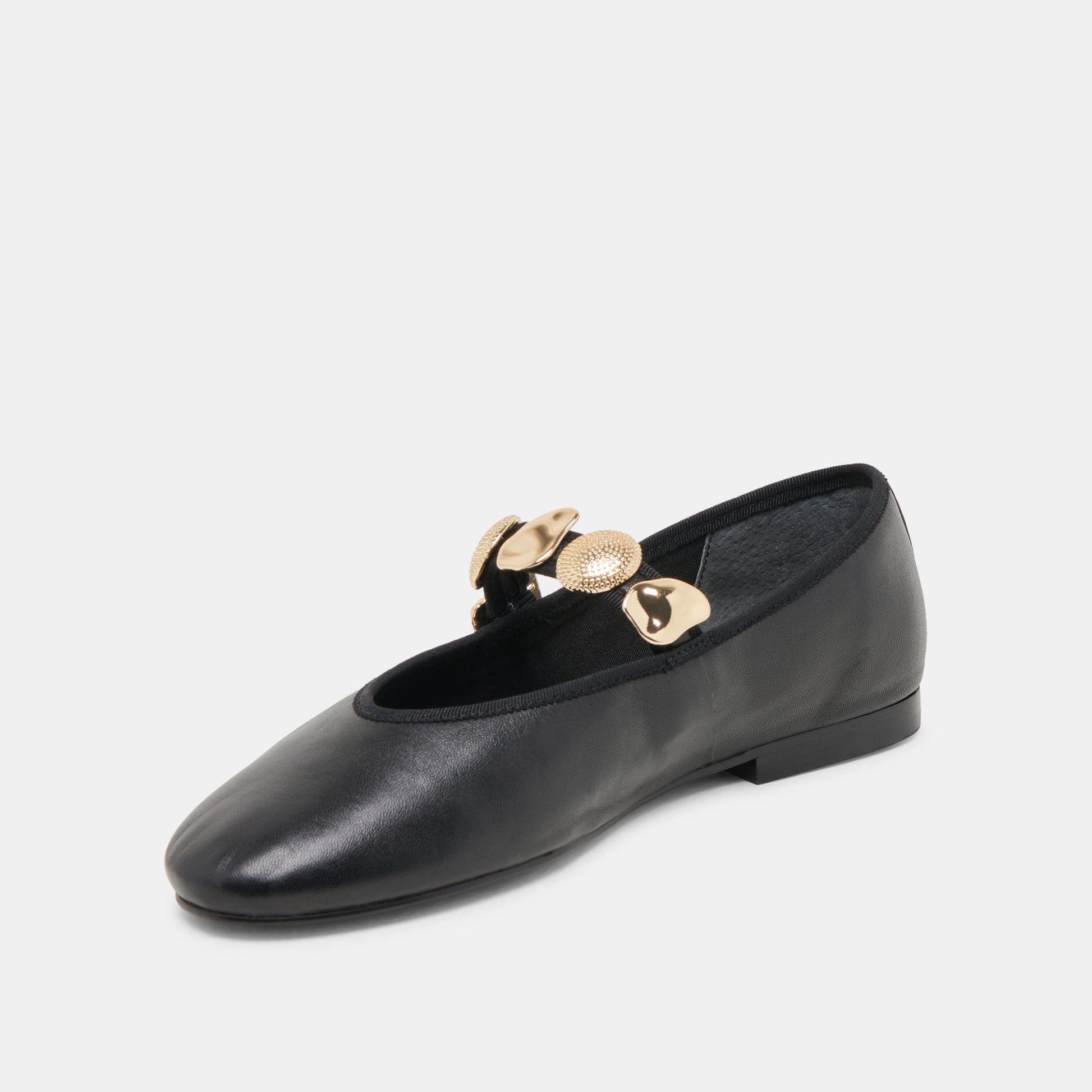 Dolce Vita Relan Wide Black Leather Ballet Flats