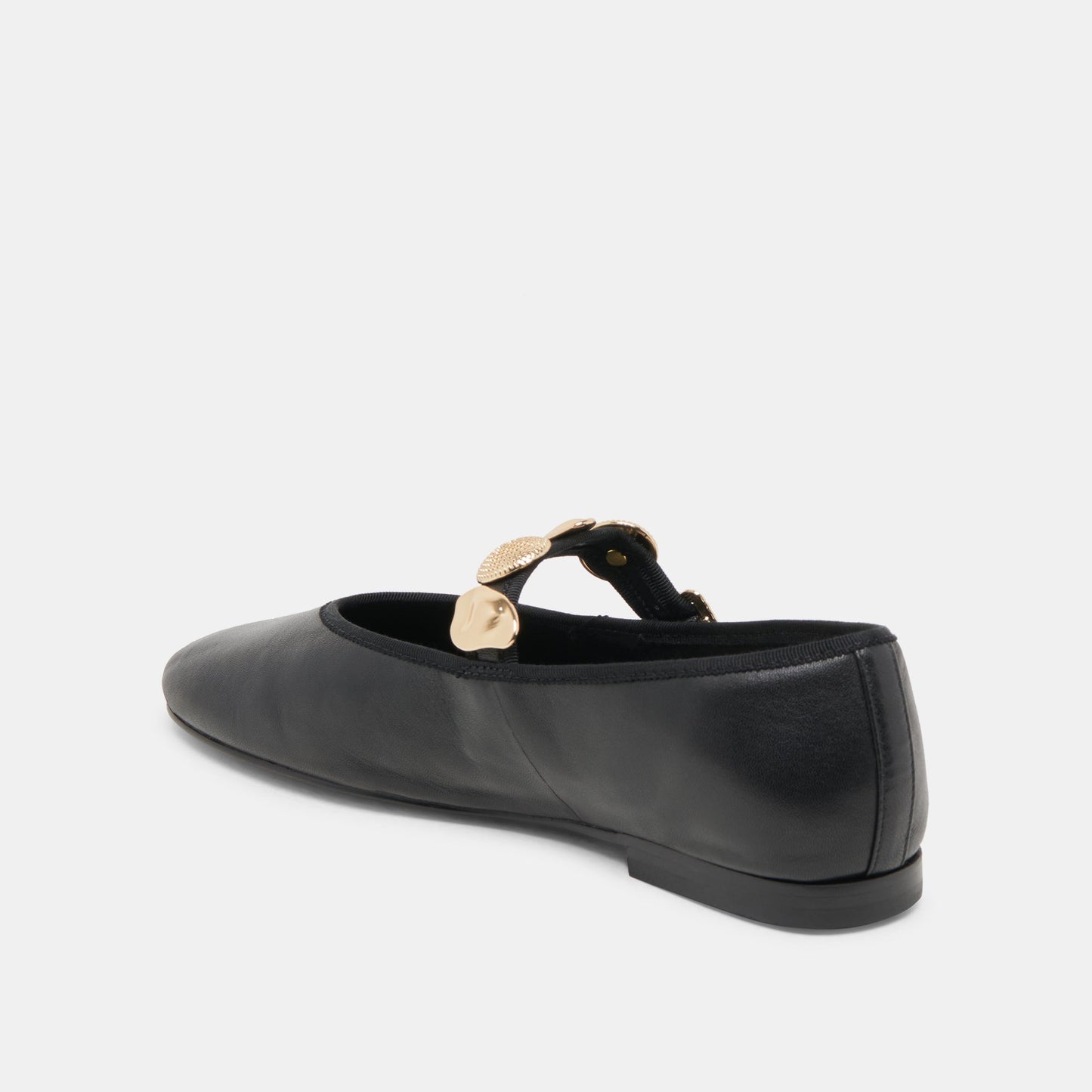 Dolce Vita Relan Wide Black Leather Ballet Flats