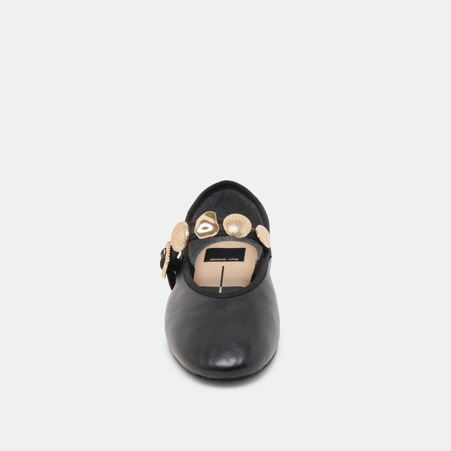 Dolce Vita Relan Wide Black Leather Ballet Flats