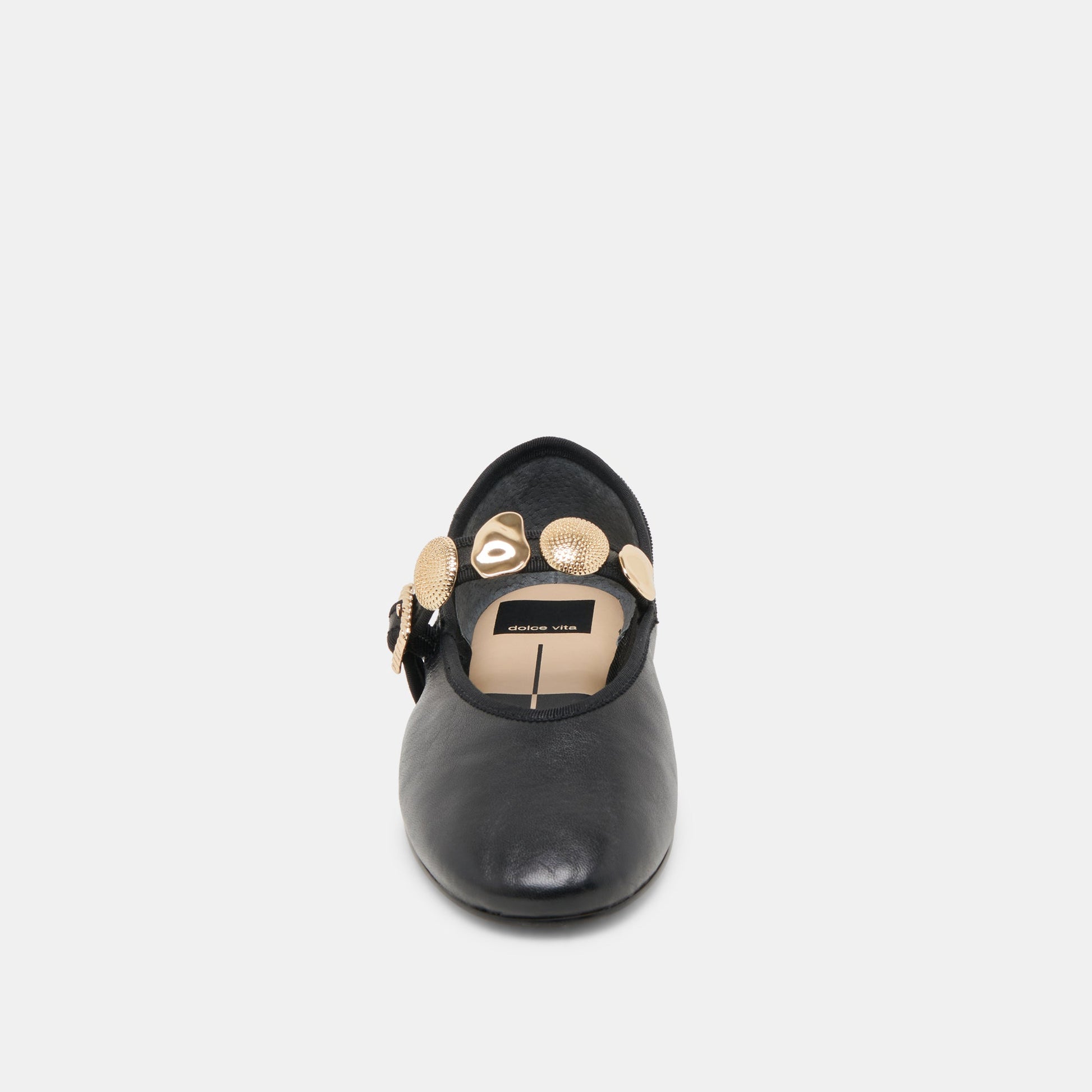 Dolce Vita Relan Wide Black Leather Ballet Flats