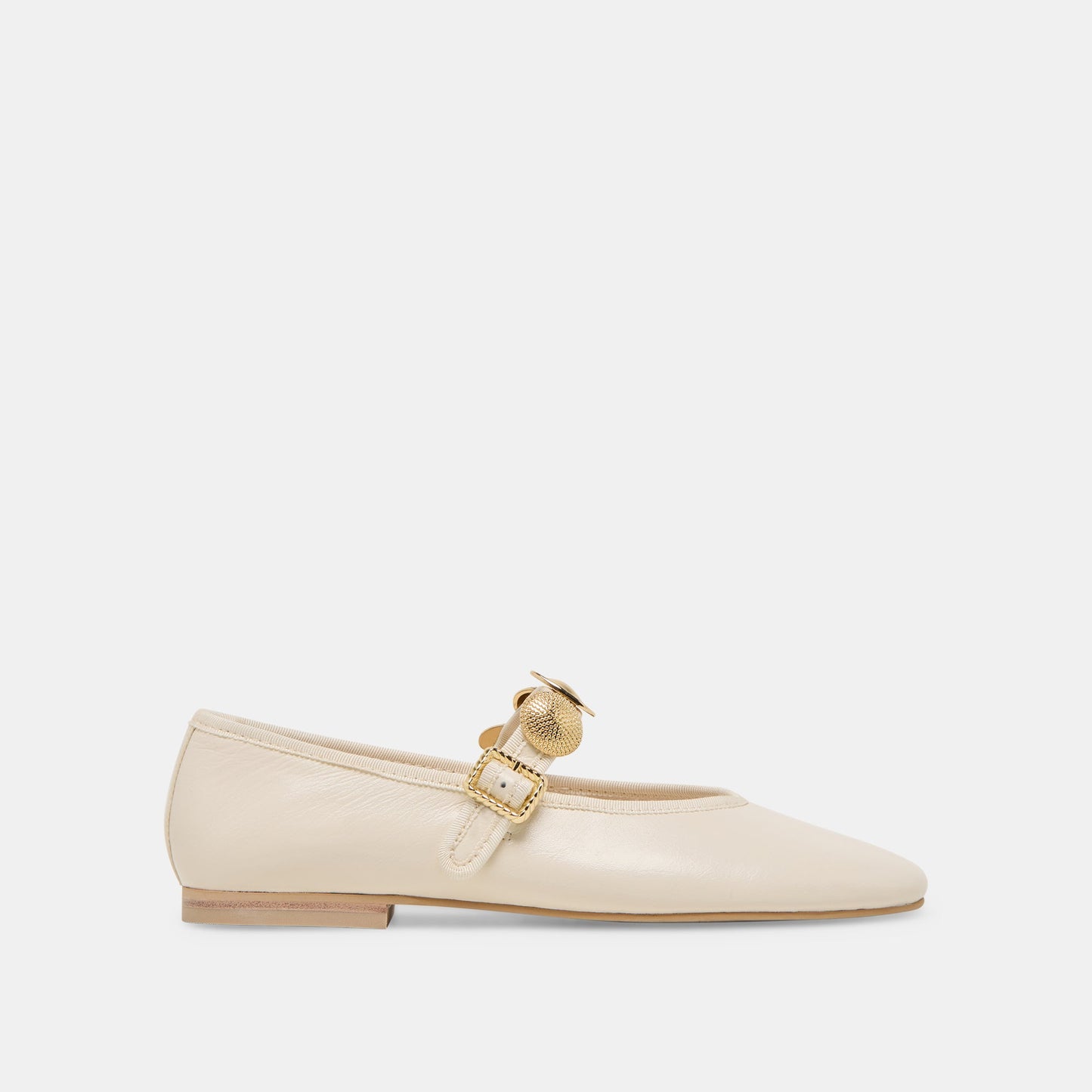 Dolce Vita Relan Wide Off White Leather Ballet Flats