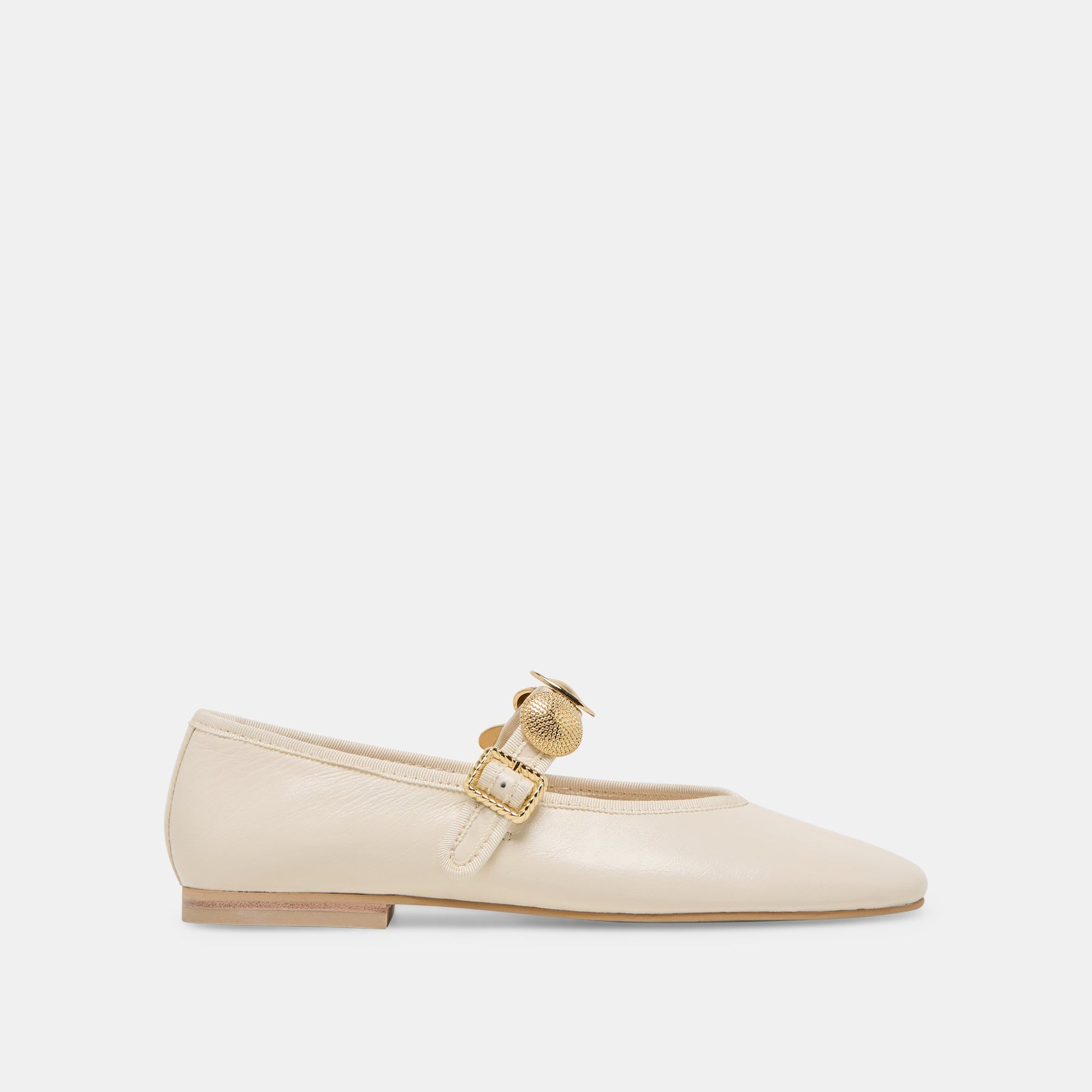 Dolce Vita Relan Wide Off White Leather Ballet Flats