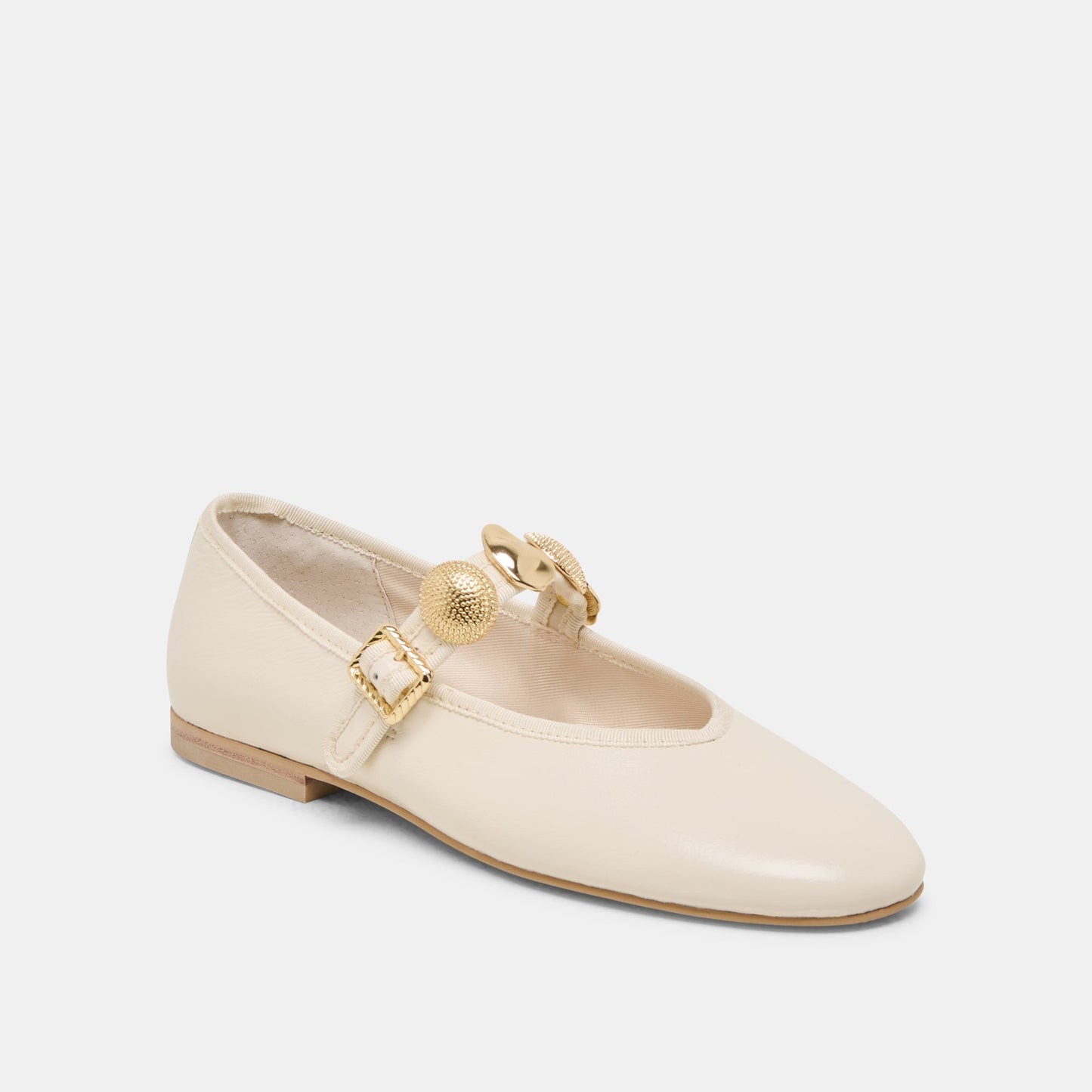 Dolce Vita Relan Wide Off White Leather Ballet Flats