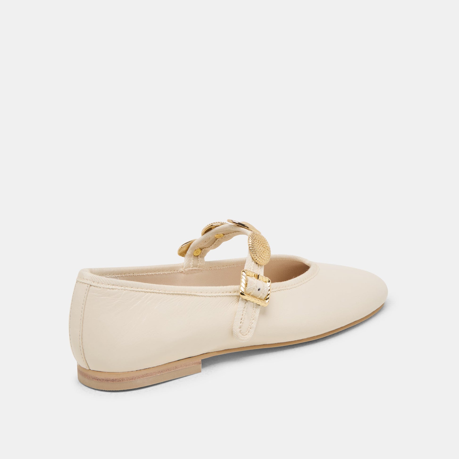 Dolce Vita Relan Wide Off White Leather Ballet Flats