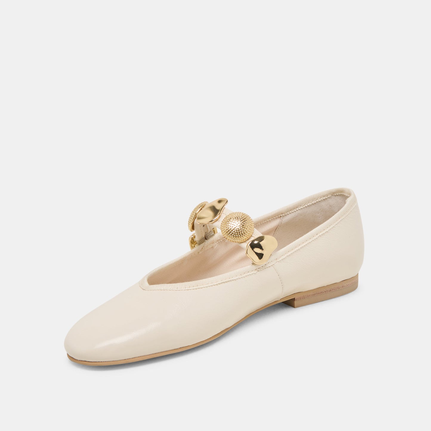 Dolce Vita Relan Wide Off White Leather Ballet Flats