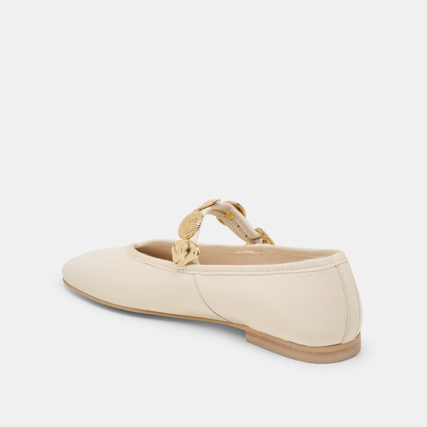 Dolce Vita Relan Wide Off White Leather Ballet Flats